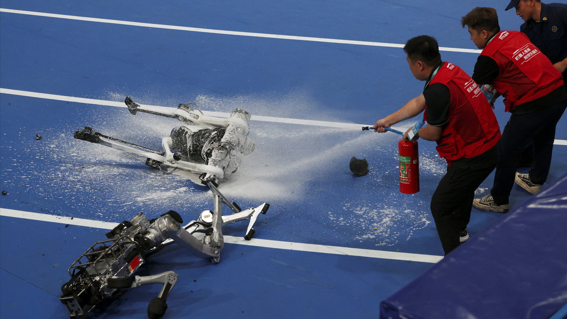 The World Humanoid Robot Games in Beijing saw several stretchers deployed to remove robots that had ‘passed out’