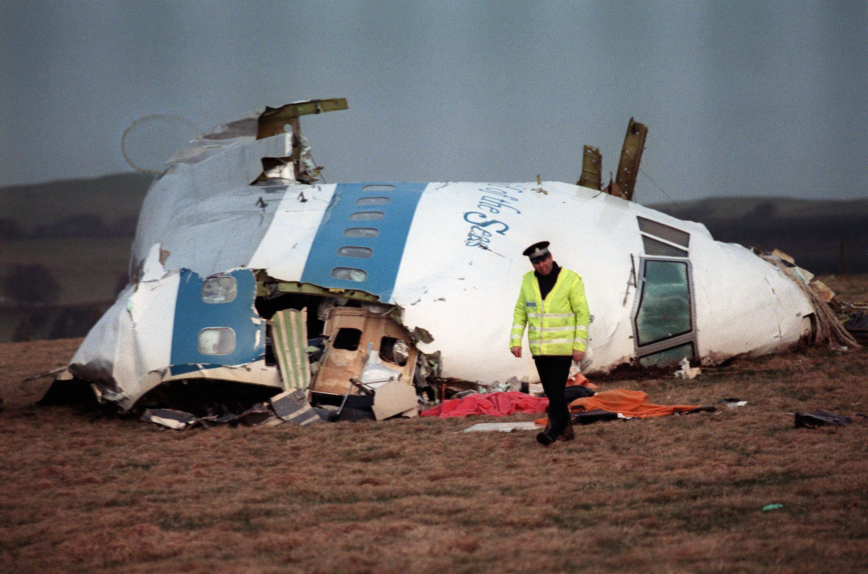 A section of the 747 Pan Am airliner that exploded and crashed over Lockerbie, Scotland. Photo: AFP