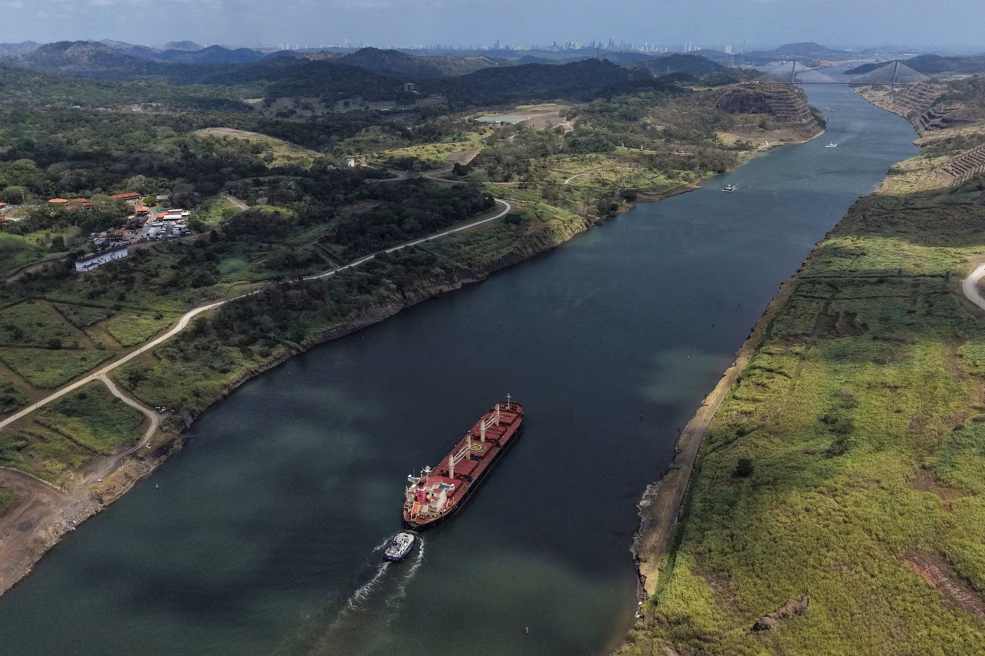 A Panamanian-flagged vessel transits the Panama Canal in March. Photo: Reuters
