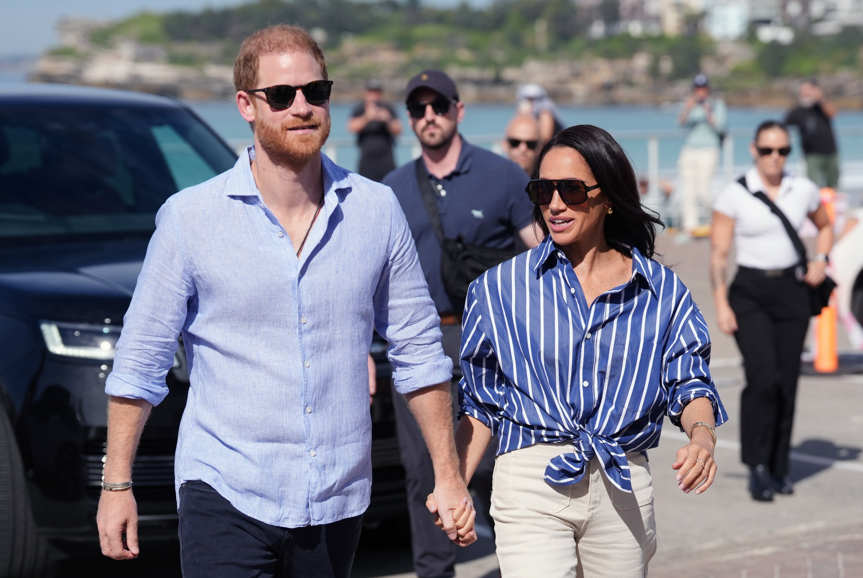 Prince Harry and Meghan visit Bondi Beach in Australia on April 17. Photo: AP