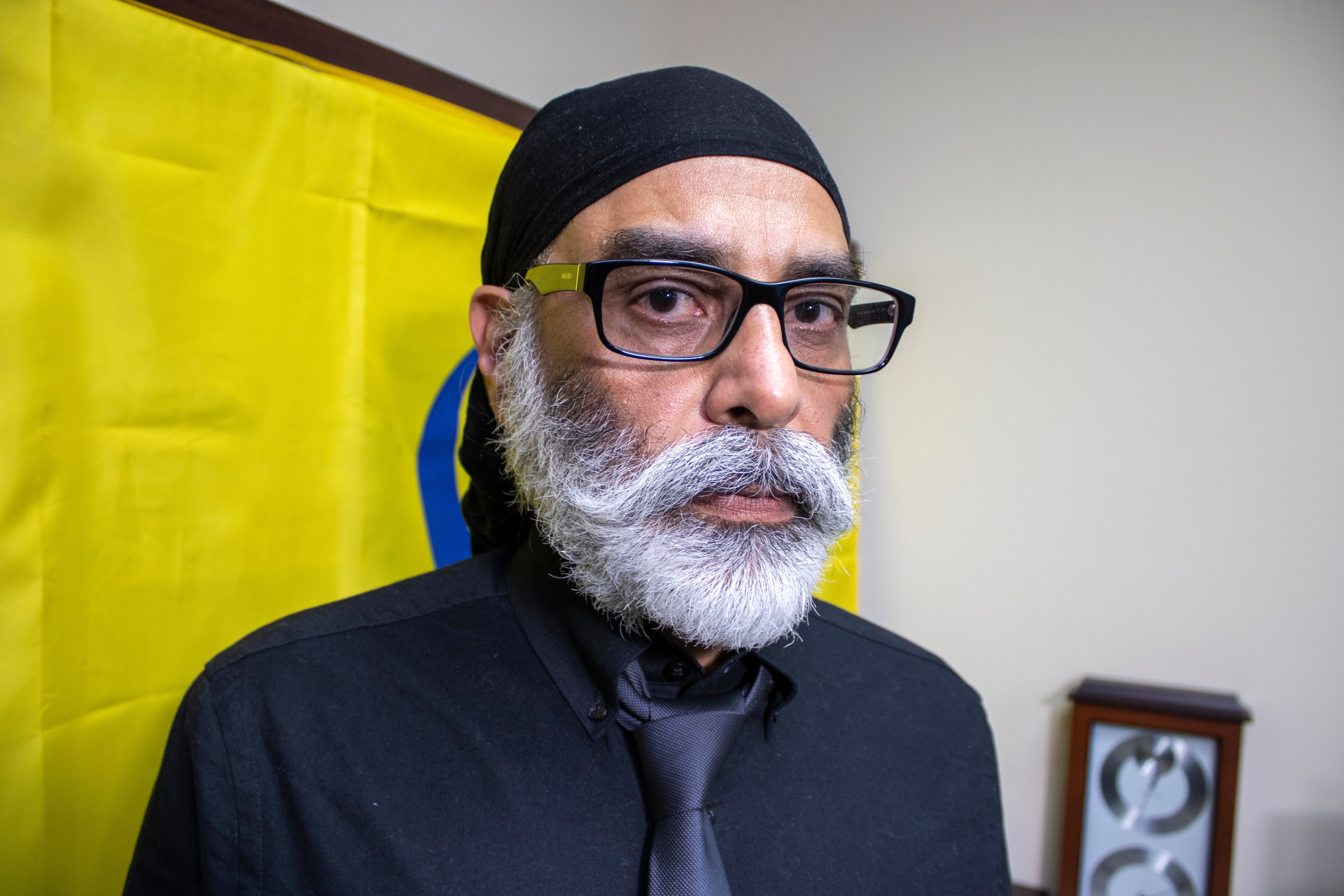 Sikh separatist Gurpatwant Singh Pannun in his office in New York in 2023. Photo: AP