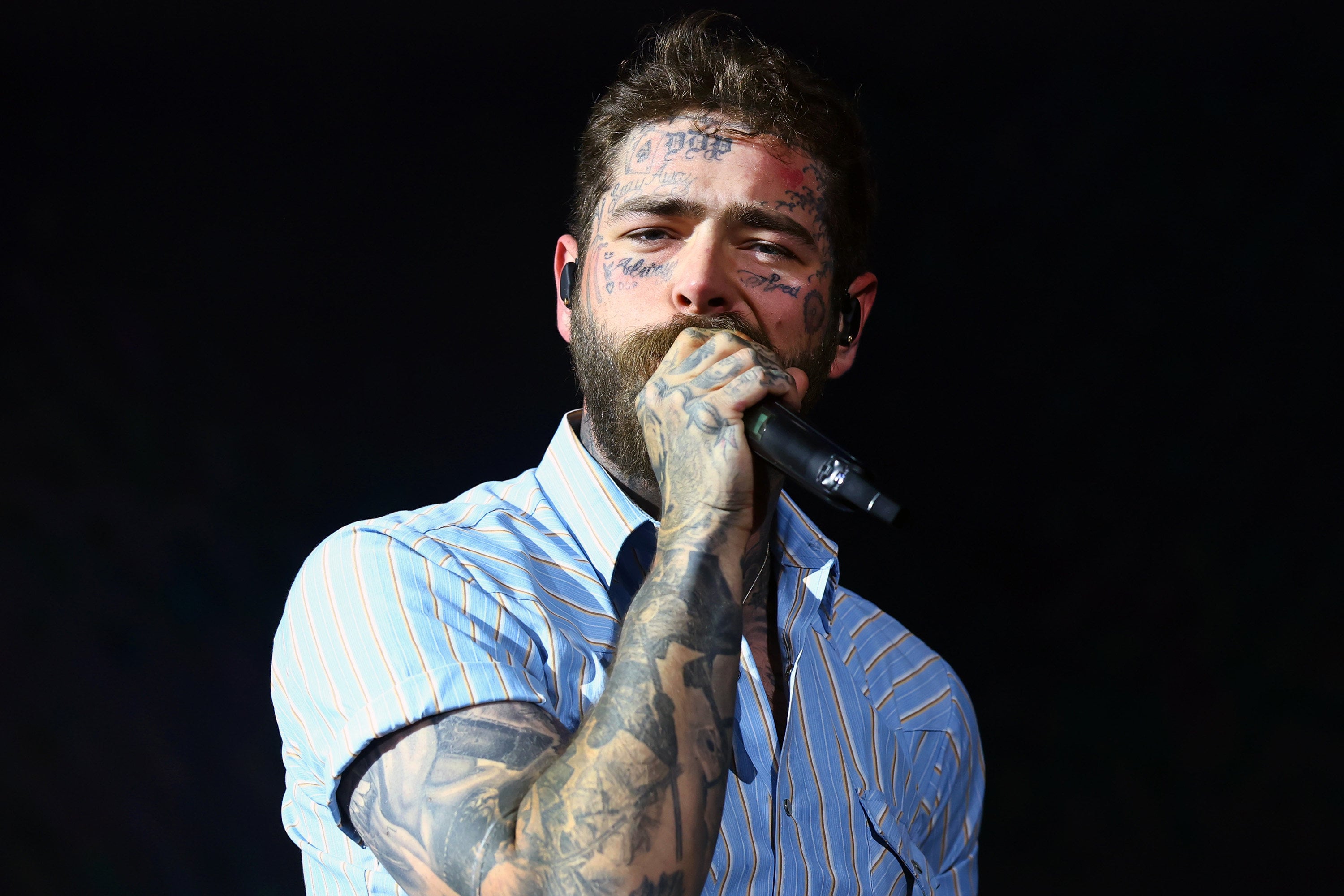 Post Malone performs at the 2025 Coachella Valley Music and Arts Festival in California. Photo: TNS