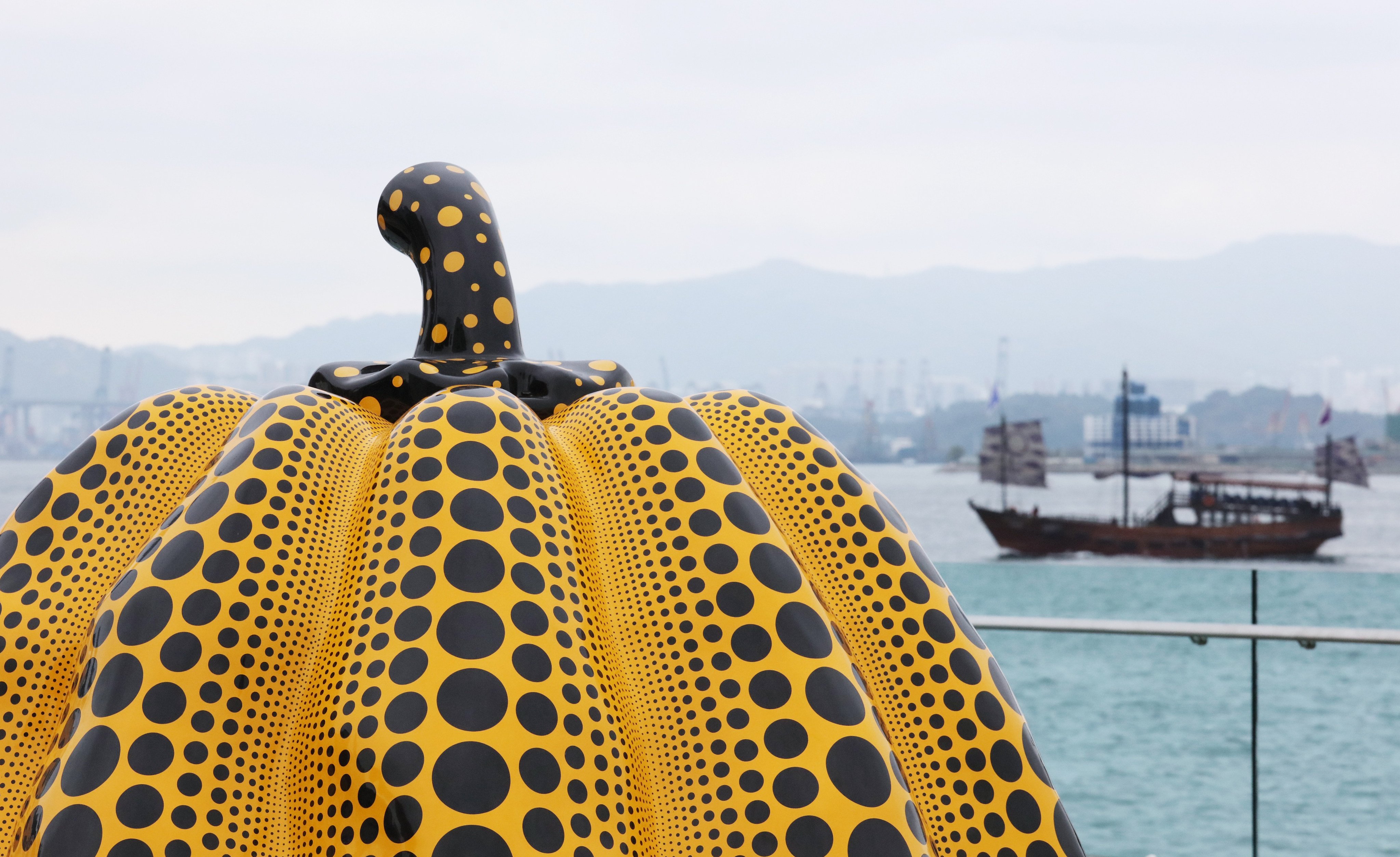 Yayoi Kusama's “Pumpkin: big” exhibited in Hong Kong in 2018. Photo: Felix Wong