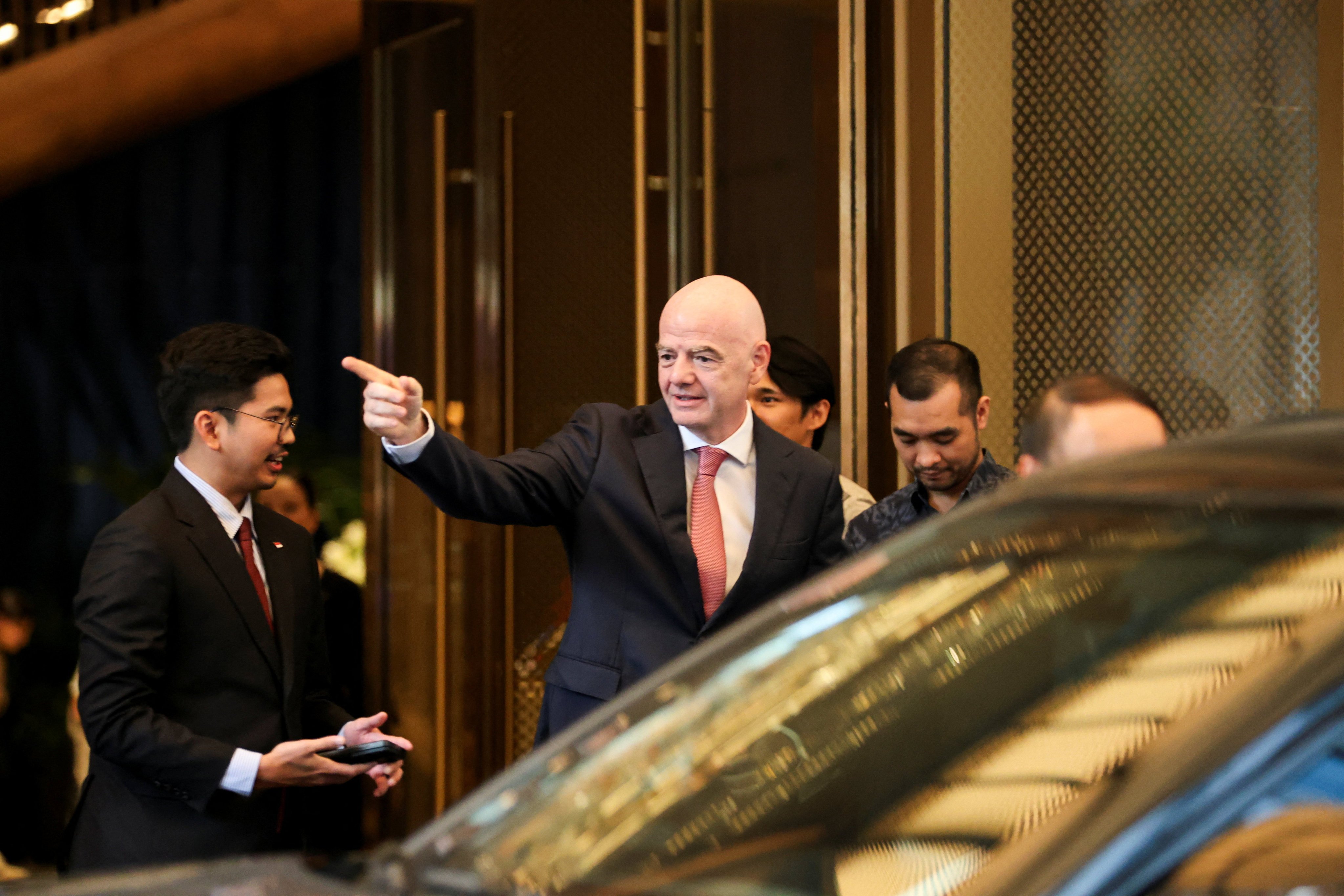 Fifa president Gianni Infantino arrives at a hotel in Hanoi, Vietnam, on Wednesday. Photo: Reuters