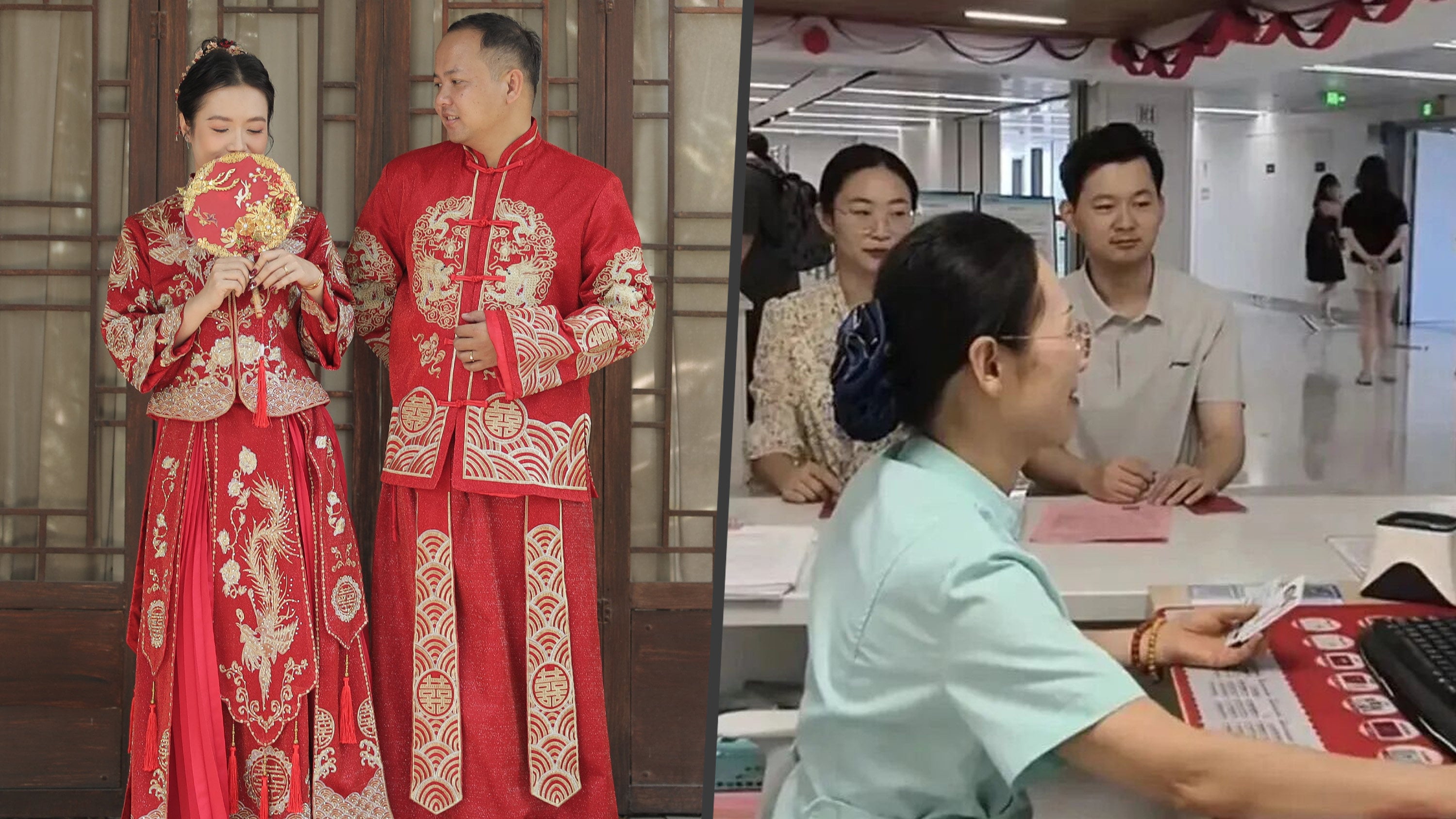 To help boost marriage rates, a Chinese hospital is streamlining the process by offering premarital health screenings and official marriage registration under one roof. Photo: SCMP composite/Shutterstock/Sina