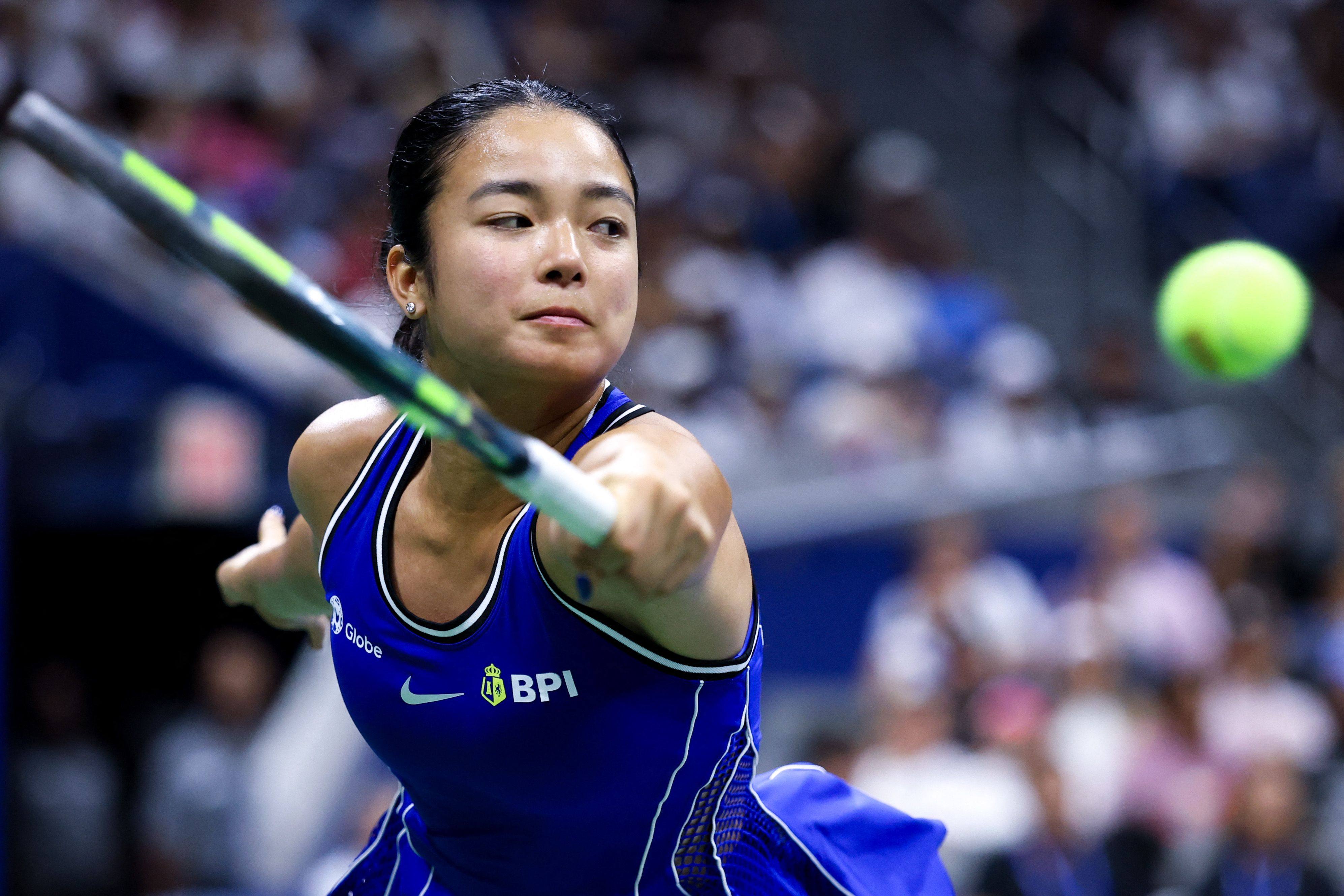 Alexandra Eala of the Philippines playing against Iva Jovic of the US during Fan Week at the US Open on Thursday. Photo: AFP