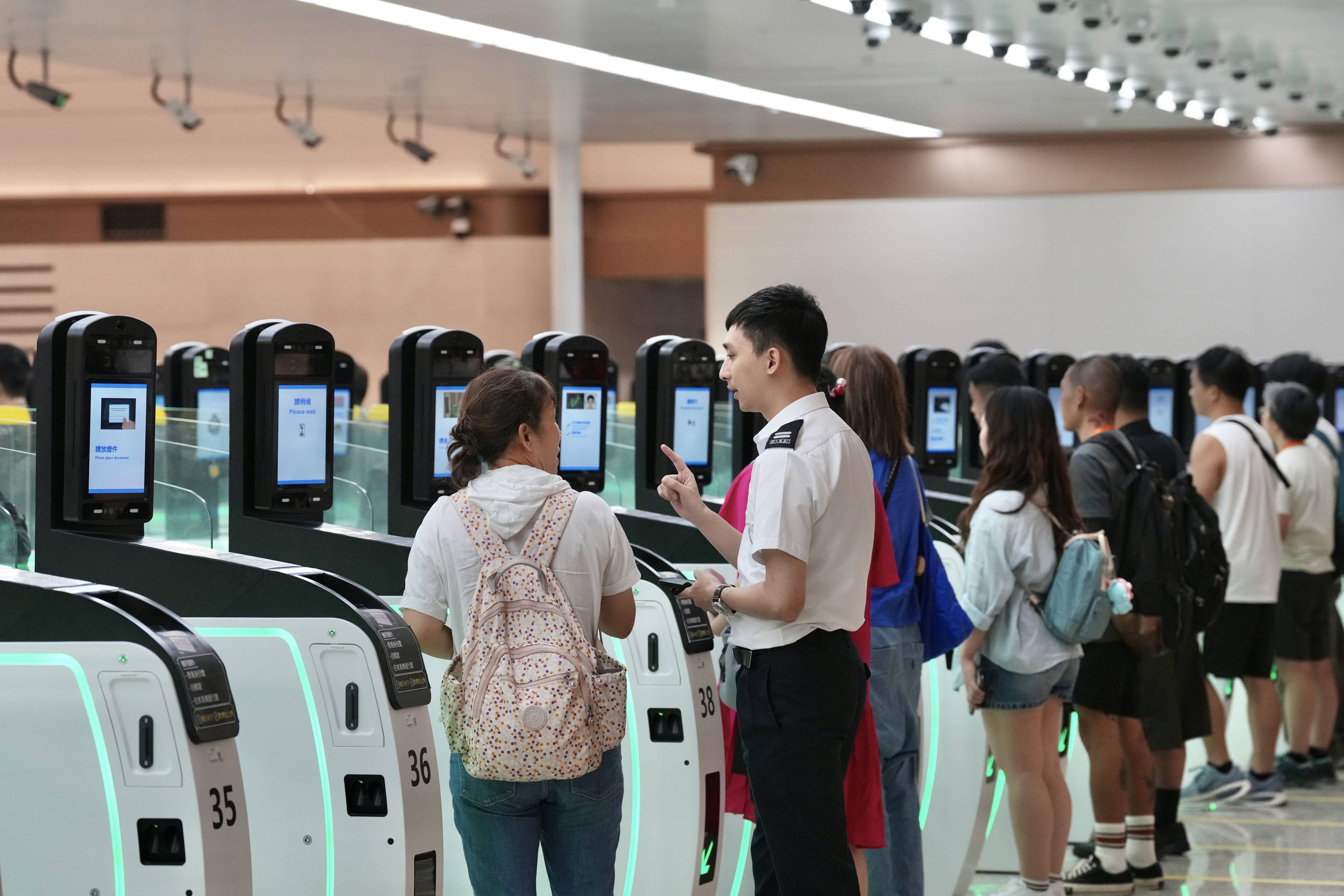 Passengers only need to undergo departure and arrival clearance at a single checkpoint and present one travel document at either automatic or manual counters. Photo: Karma Lo