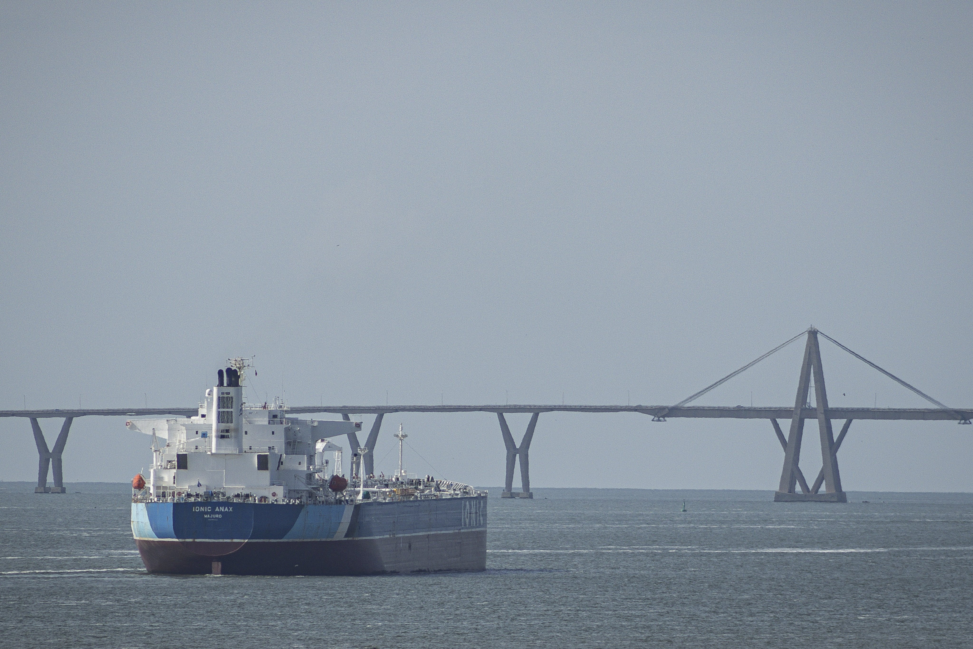 An oil tanker sails off the coast of Maracaibo, Venezuela, on Saturday. Photo: EPA