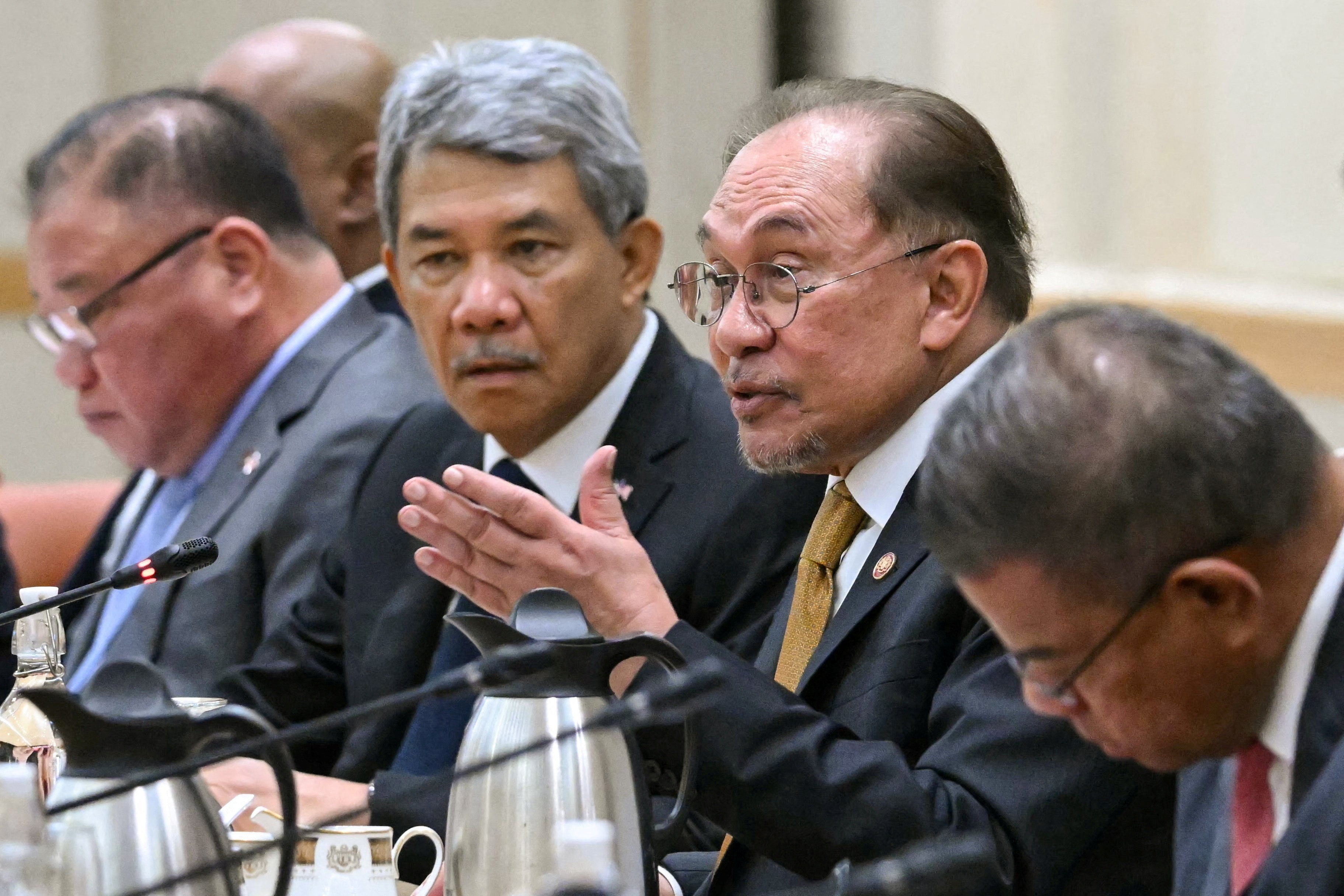 Malaysia’s Prime Minister Anwar Ibrahim attends a meeting with Bangladesh’s Prime Minister Tarique Rahman (not pictured) at the Federal Government office “Perdana Putra” in Putrajaya, Malaysia, on June 22. Photo: Reuters