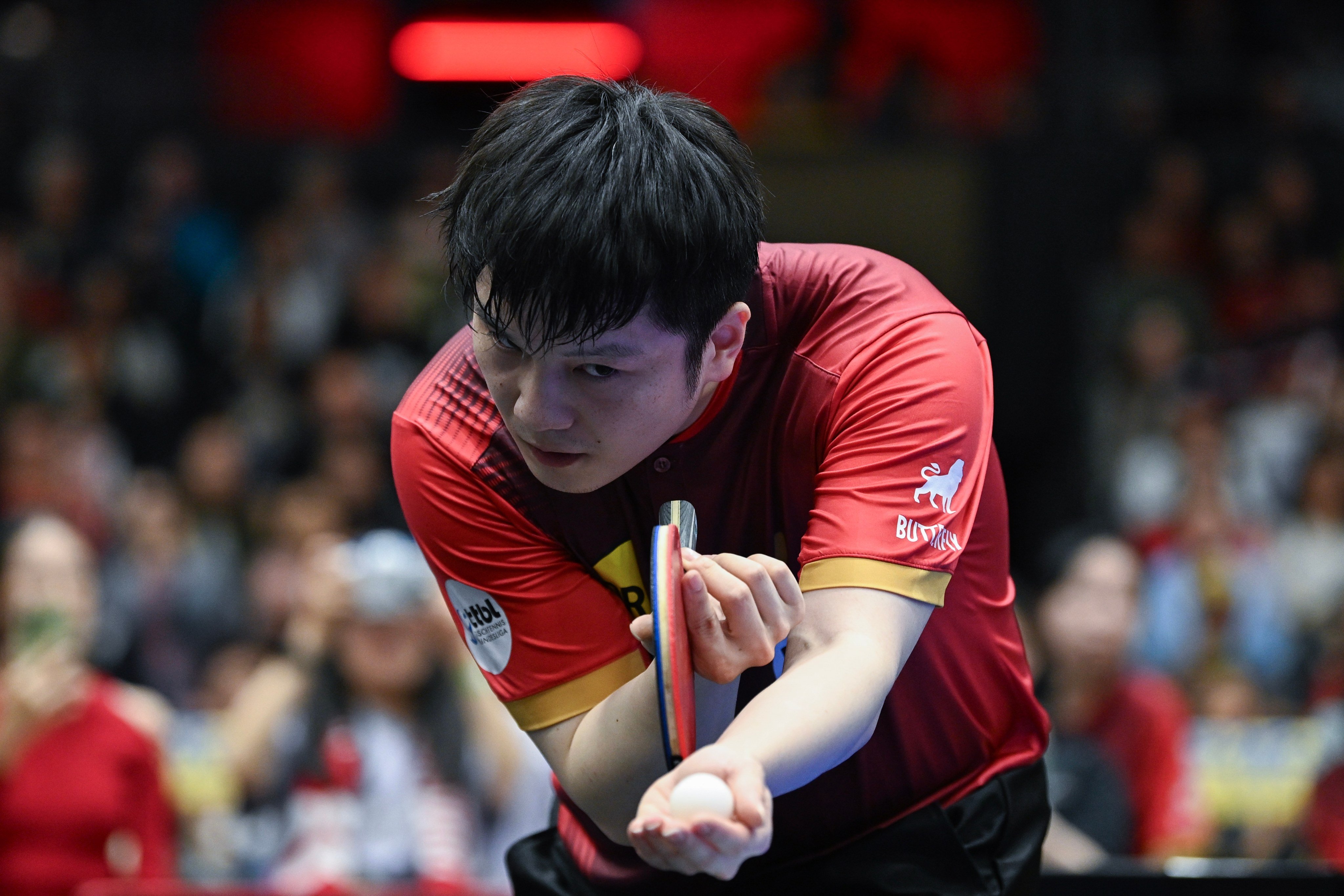 Fan Zhendong had an off day as his Borussia Dusseldorf side crashed out of the German Cup. Photo: Xinhua
