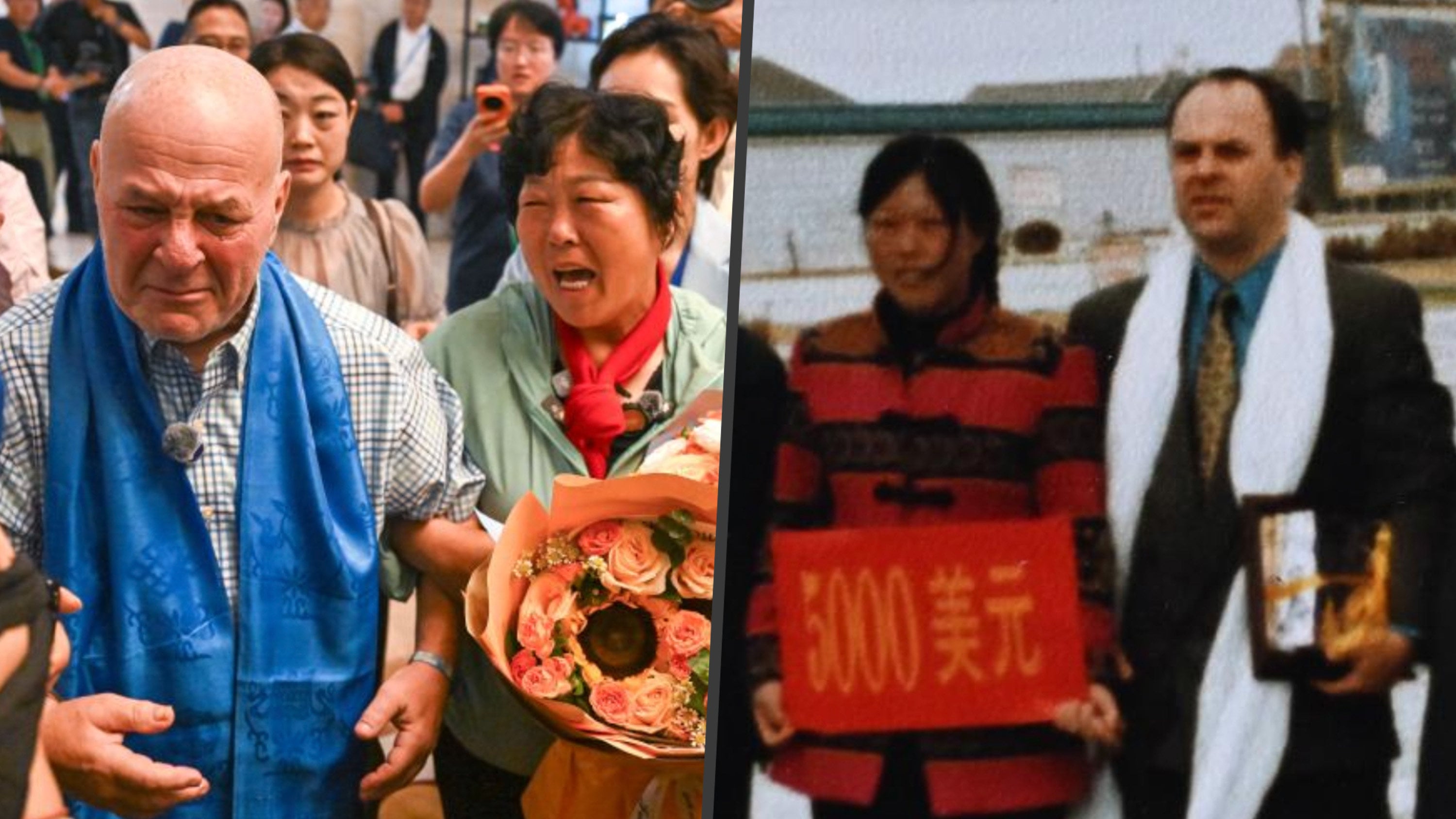 A retired American teacher returned to China after 26 years to witness firsthand how his US$5,000 donation had blossomed into a thriving forest, inspiring him to advocate for global tree-planting initiatives. Photo: SCMP composite/Xinhua