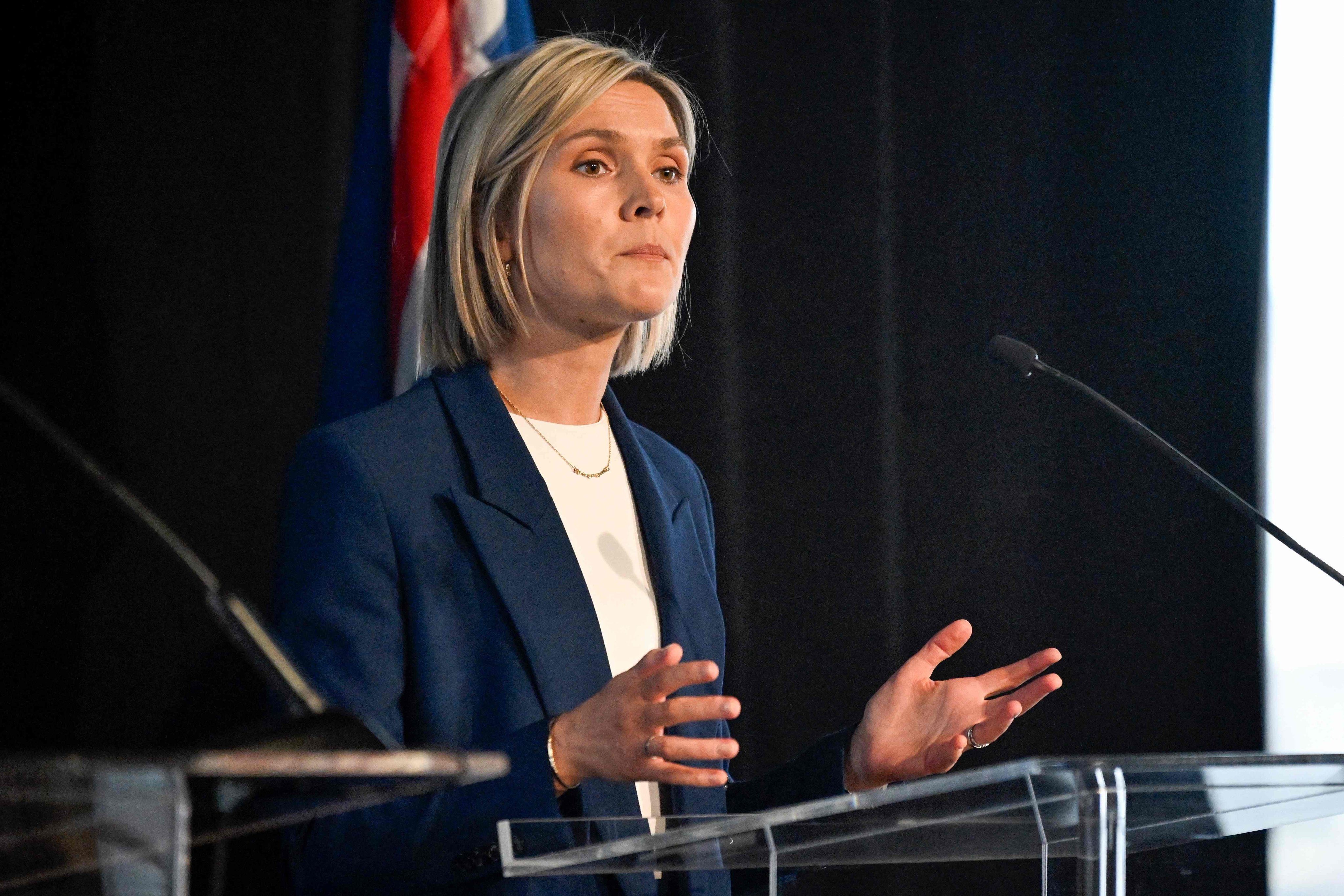 Iceland’s Prime Minister Kristrun Frostadottir in Reykjavik, Iceland on Saturday. Photo: AFP