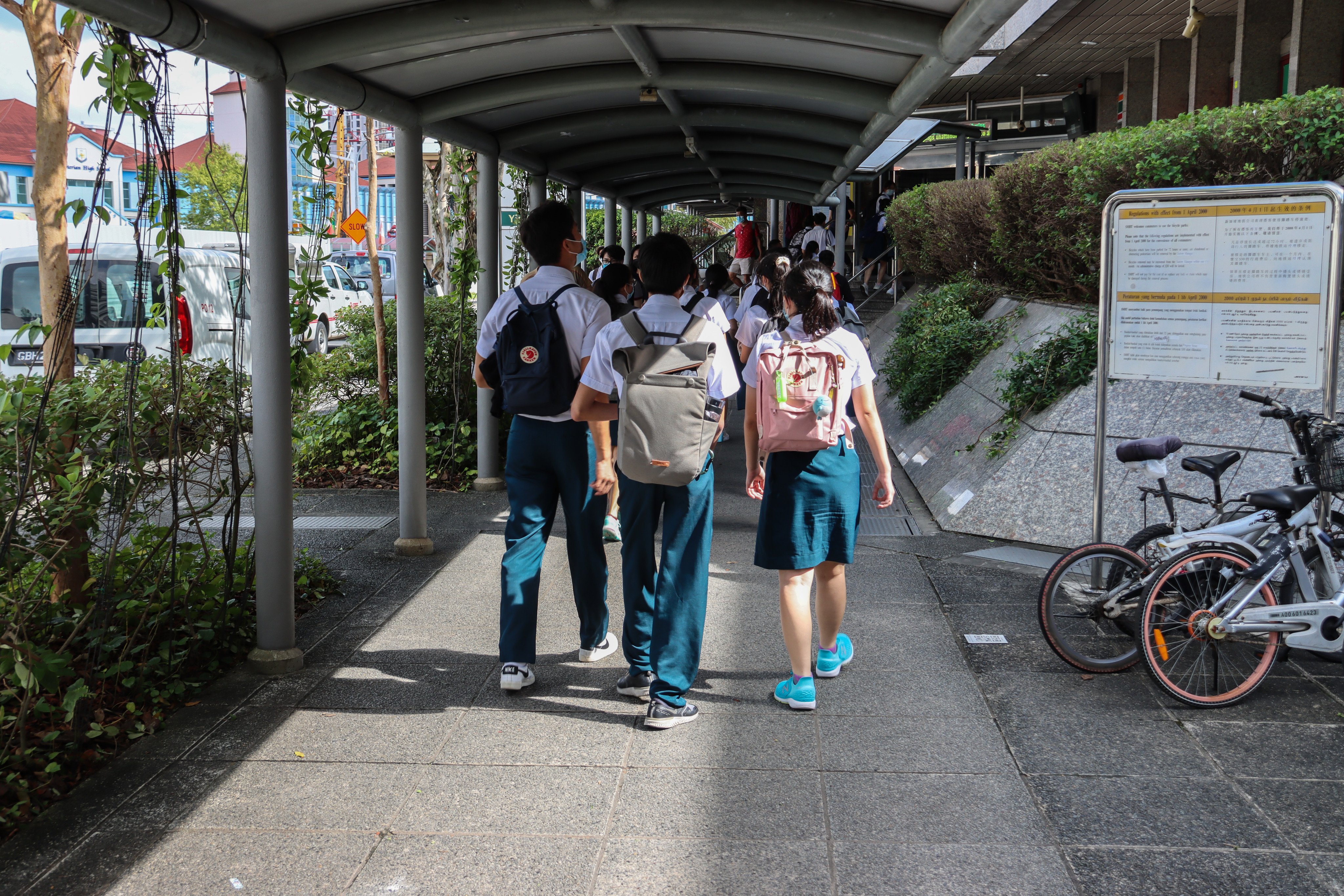 Students walk to Yio Chu Kang MRT station in Singapore. Photo: Shutterstock