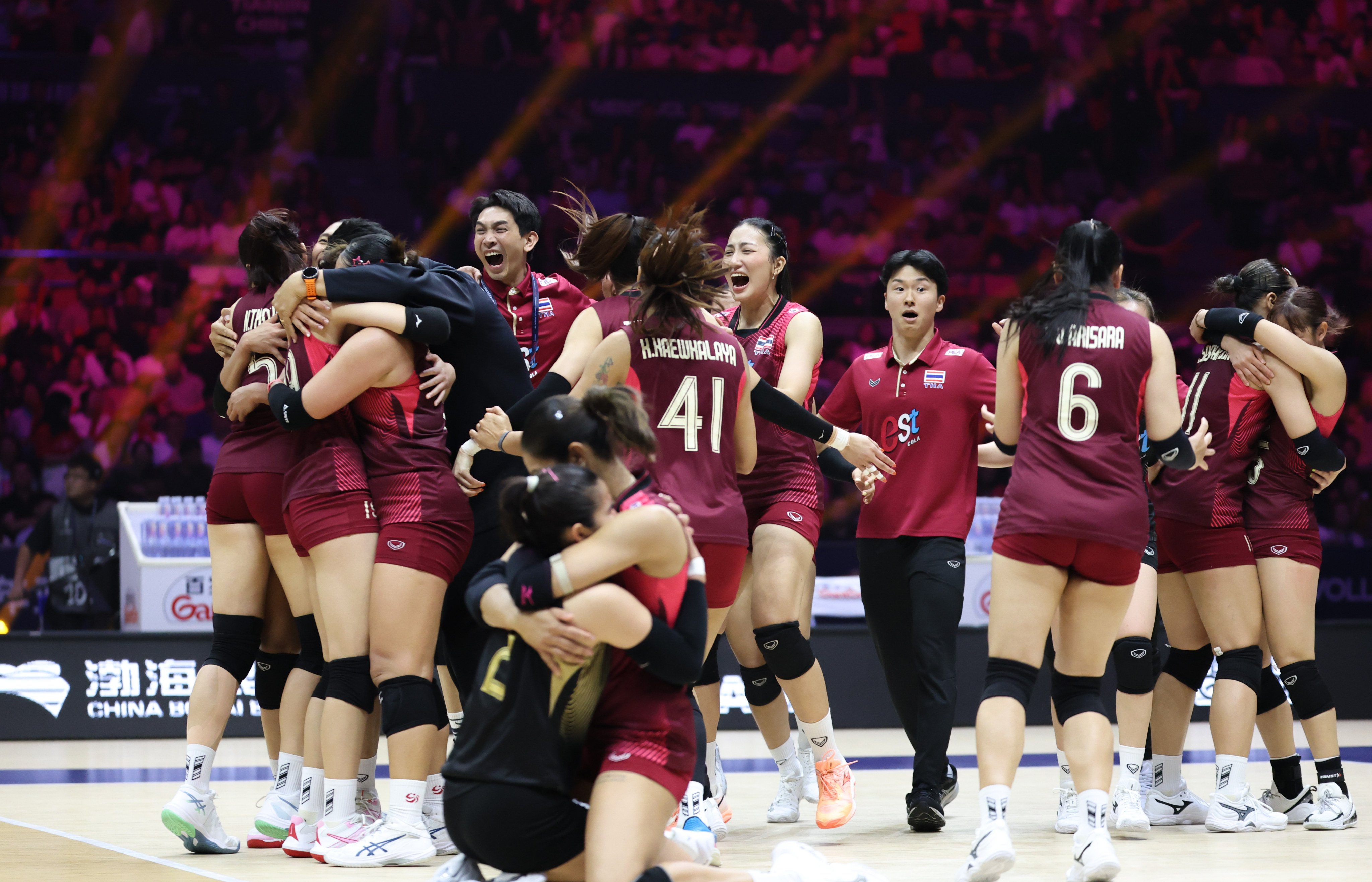 Thailand beating China and qualifying for an Olympic Games for the first time. Photo: Xinhua