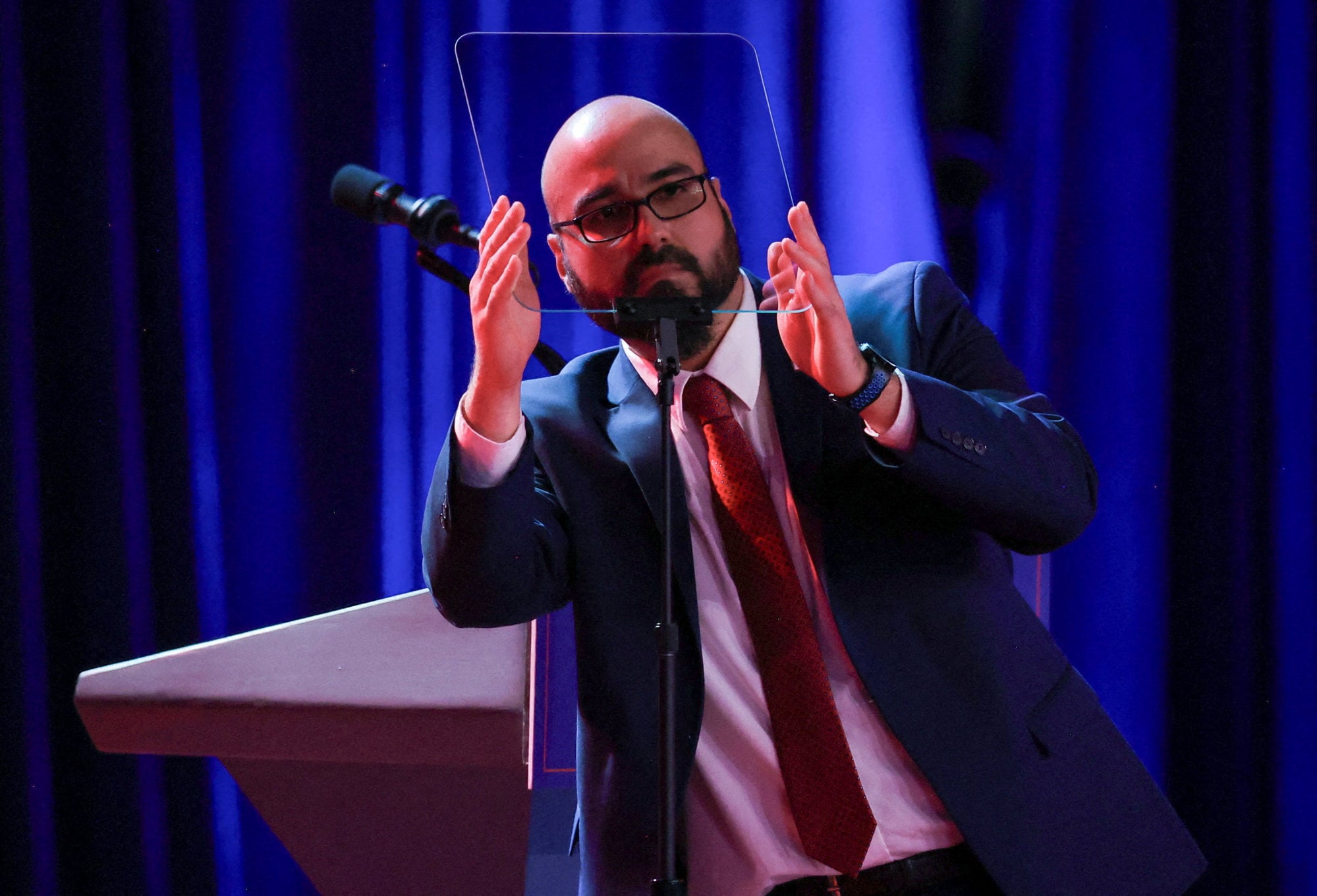 Former White House teleprompter operator Gabriel Perez was investigated for using advance access to President Donald Trump’s remarks to place bets on Kalshi. Photo: Reuters Former White House teleprompter operator Gabriel Perez was investigated for using advance access to President Donald Trump’s remarks to place bets on Kalshi. Photo: Reuters