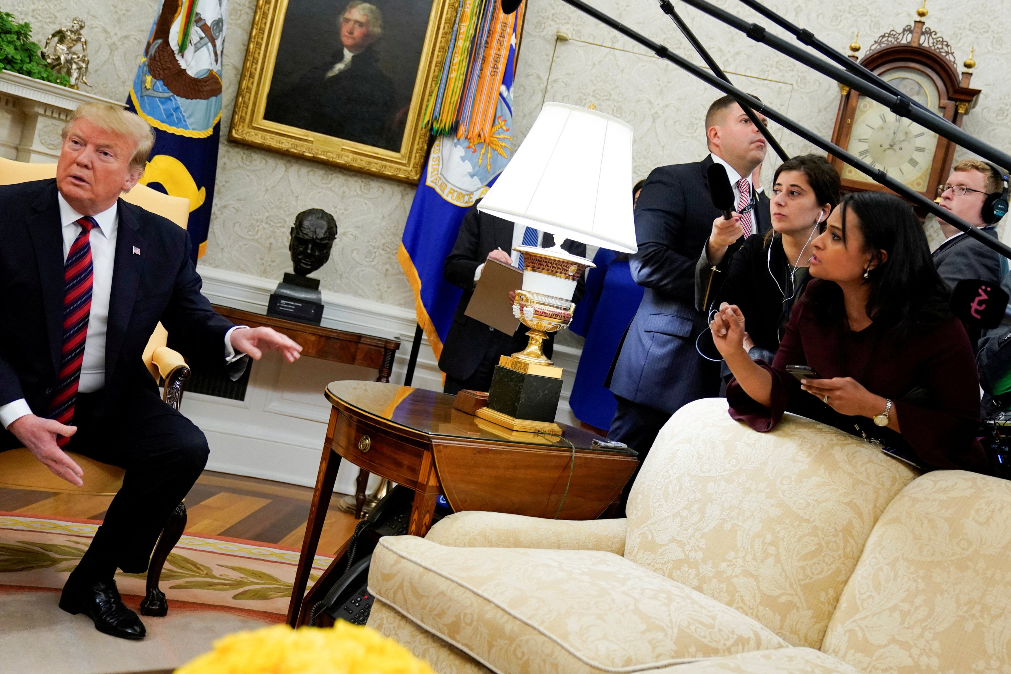 US President Donald Trump dismisses a question from NBC News correspondent Kristen Welker in 2019. Photo: Reuters