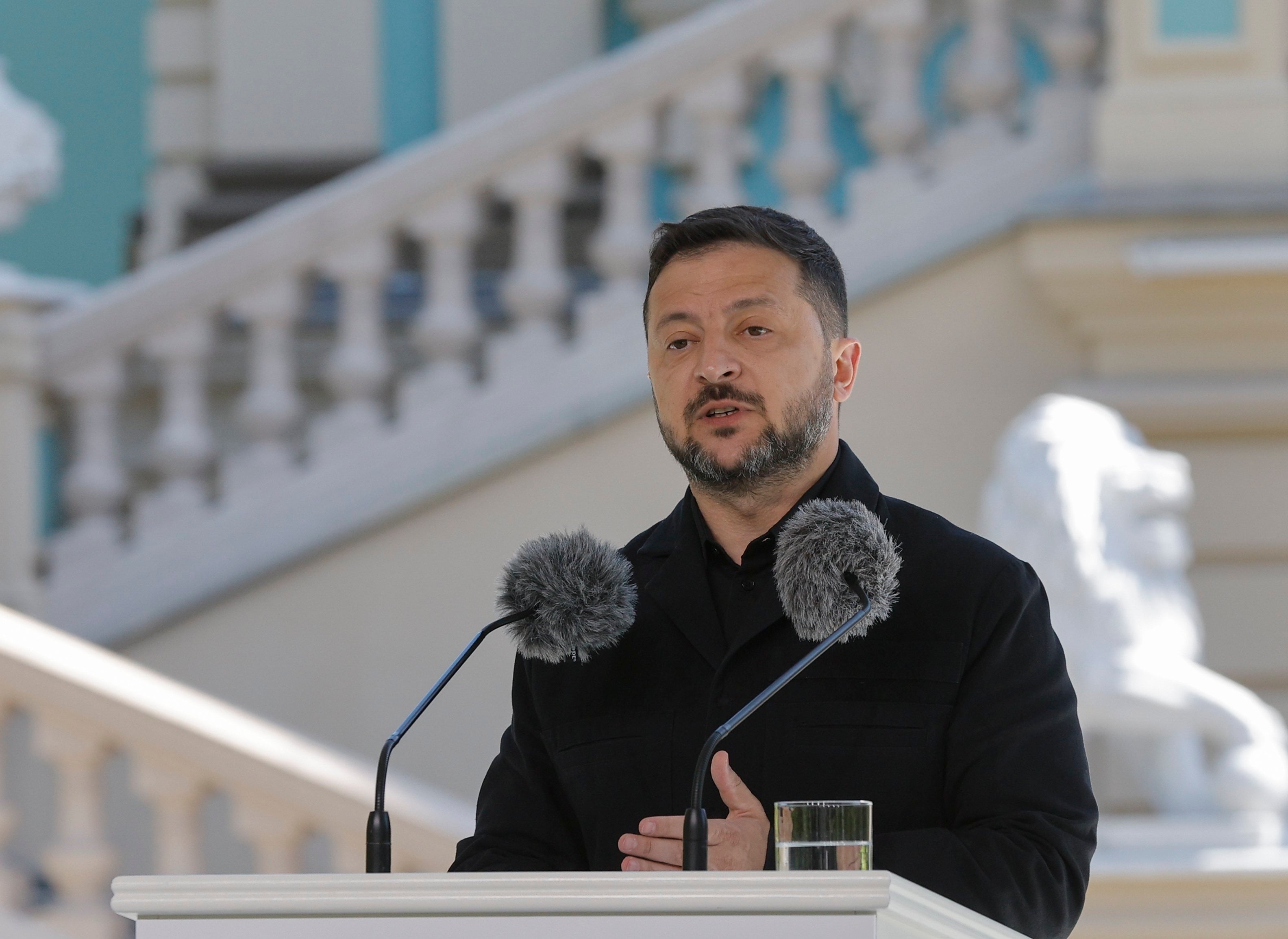 Ukrainian President Volodymyr Zelensky at the Mariinsky Palace in Kyiv, Ukraine. Photo: EPA