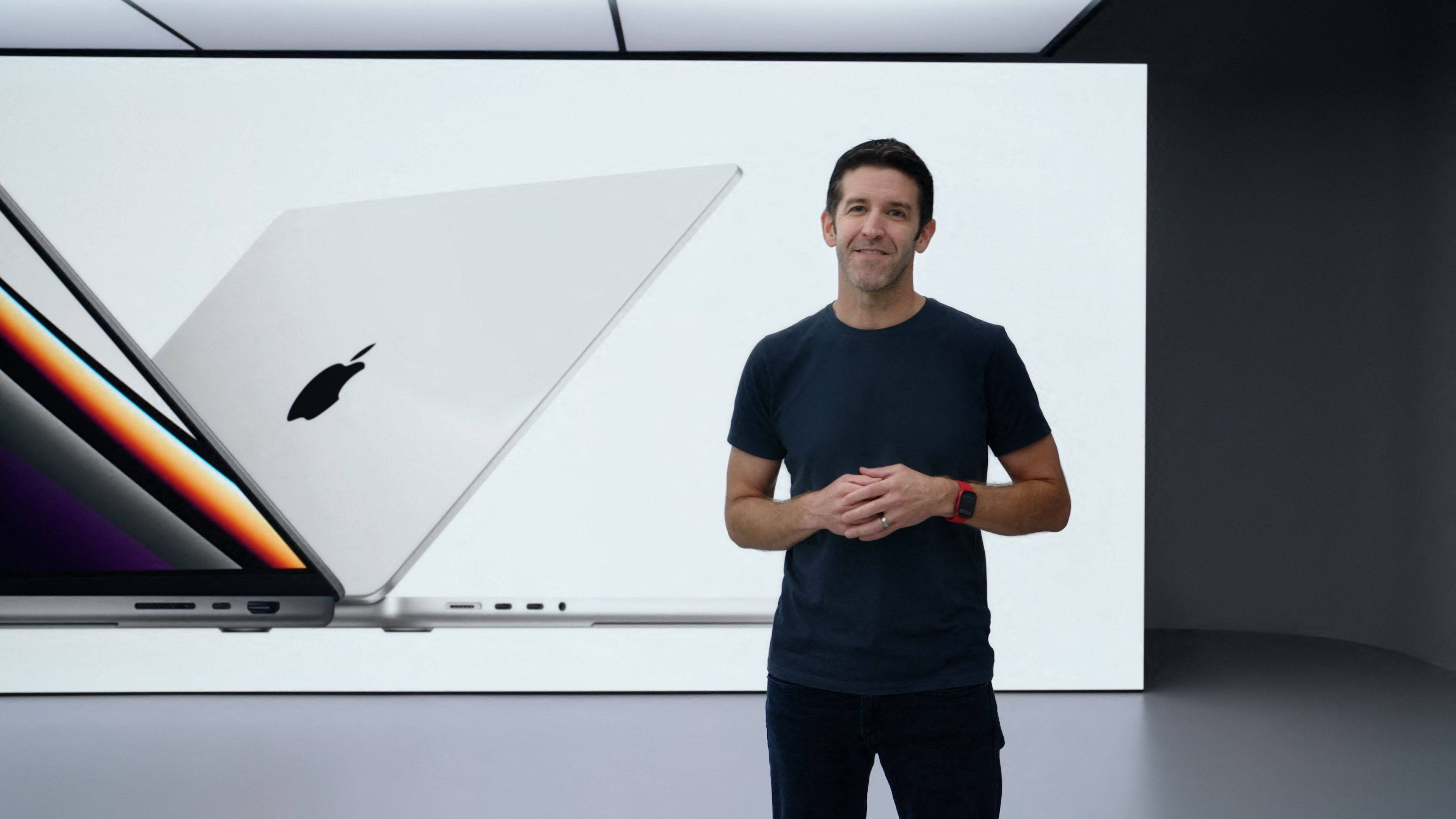 John Ternus introduces the new MacBook Pro in Cupertino, California in 2021. Photo: AFP/Handout/Apple Inc.