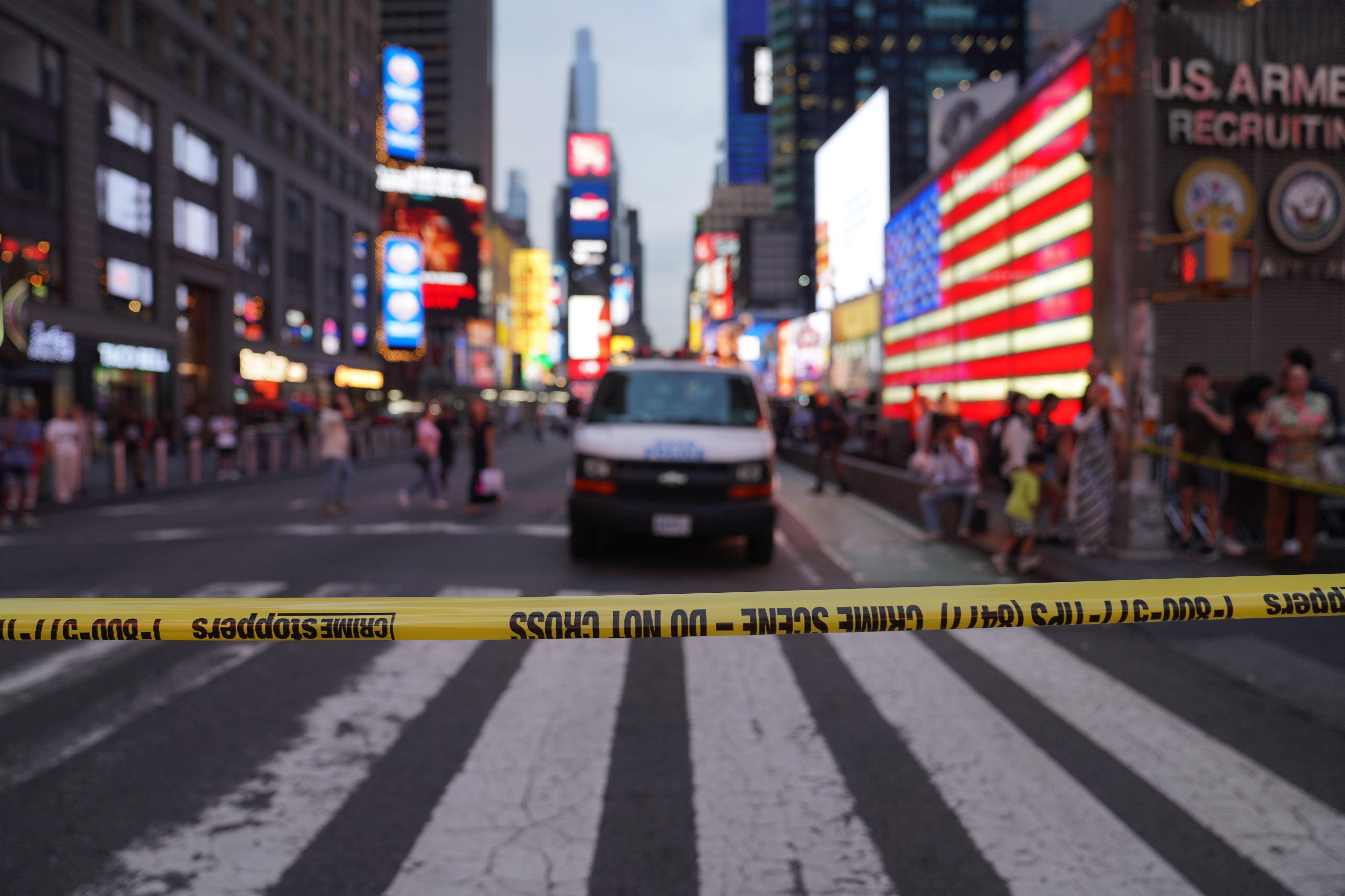 Police cordoned off the site of a Monday stabbing attack in New York. Photo: Xinhua