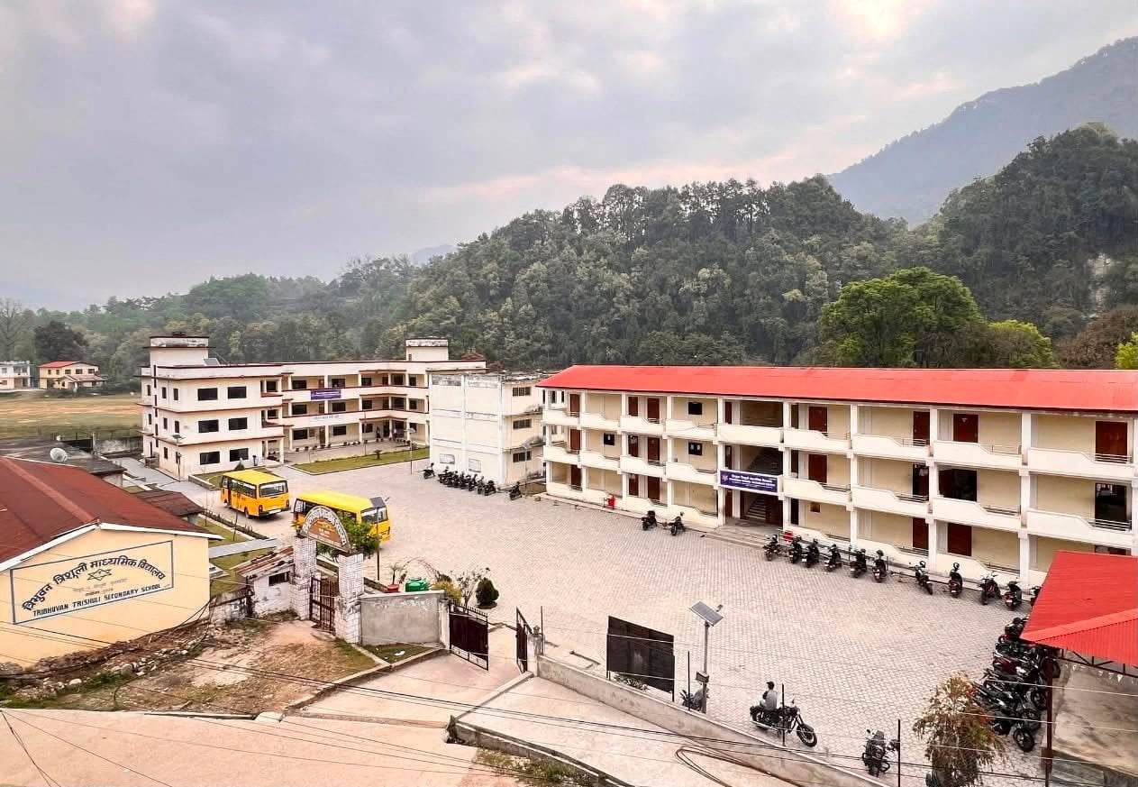 Tribhuvan Trishuli Secondary School is destroyed in Wednesday’s deadly flash floods and landslides. Photo: Rajendra Dawadi/Reuters