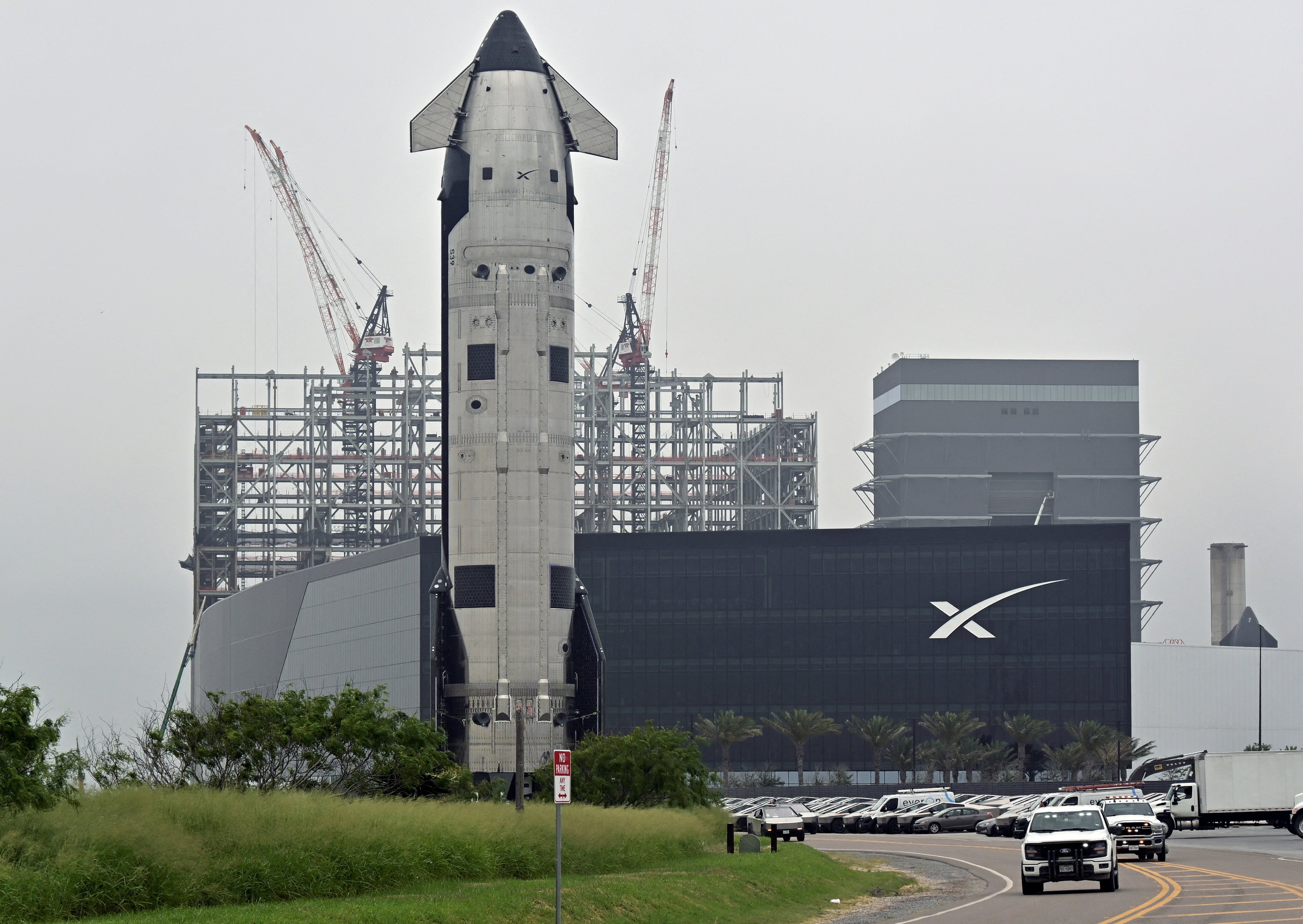 SpaceX’s Starship rolls towards a launch pad in Texas before a test flight in May. Photo: Reuters