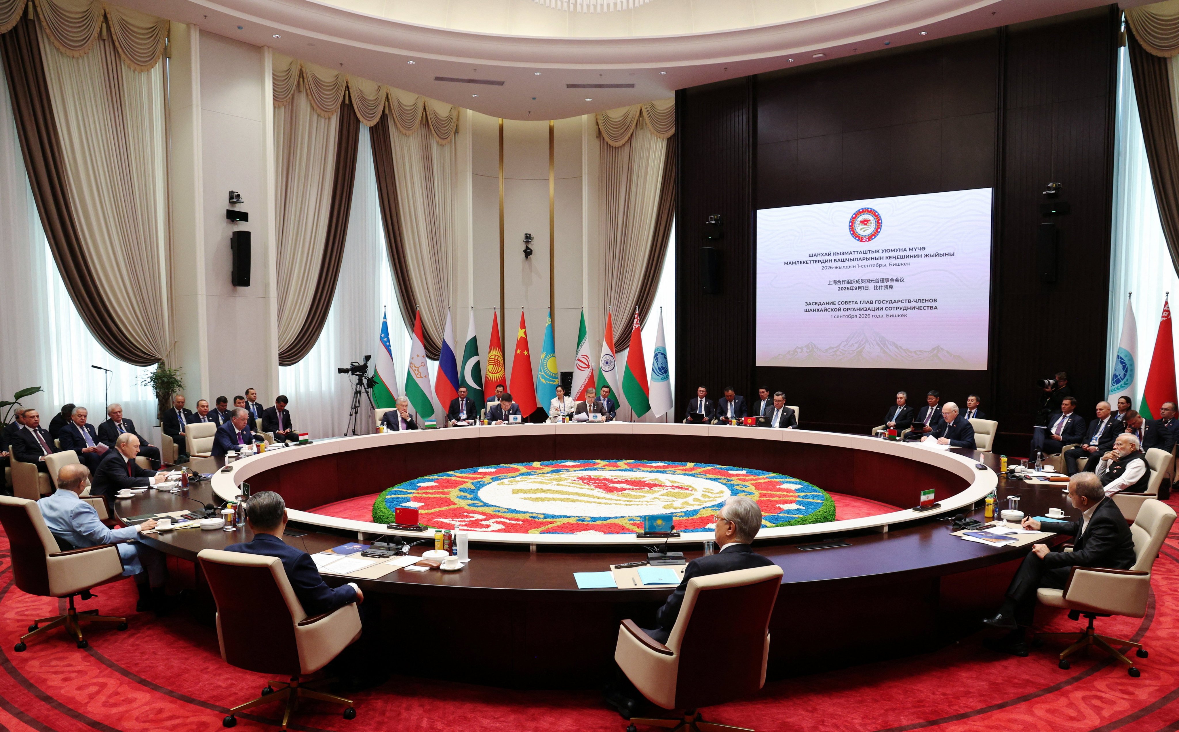 Heads of state attend a session of the Shanghai Cooperation Organisation summit in Bishkek, Kyrgyzstan, on September 1. Photo: Reuters