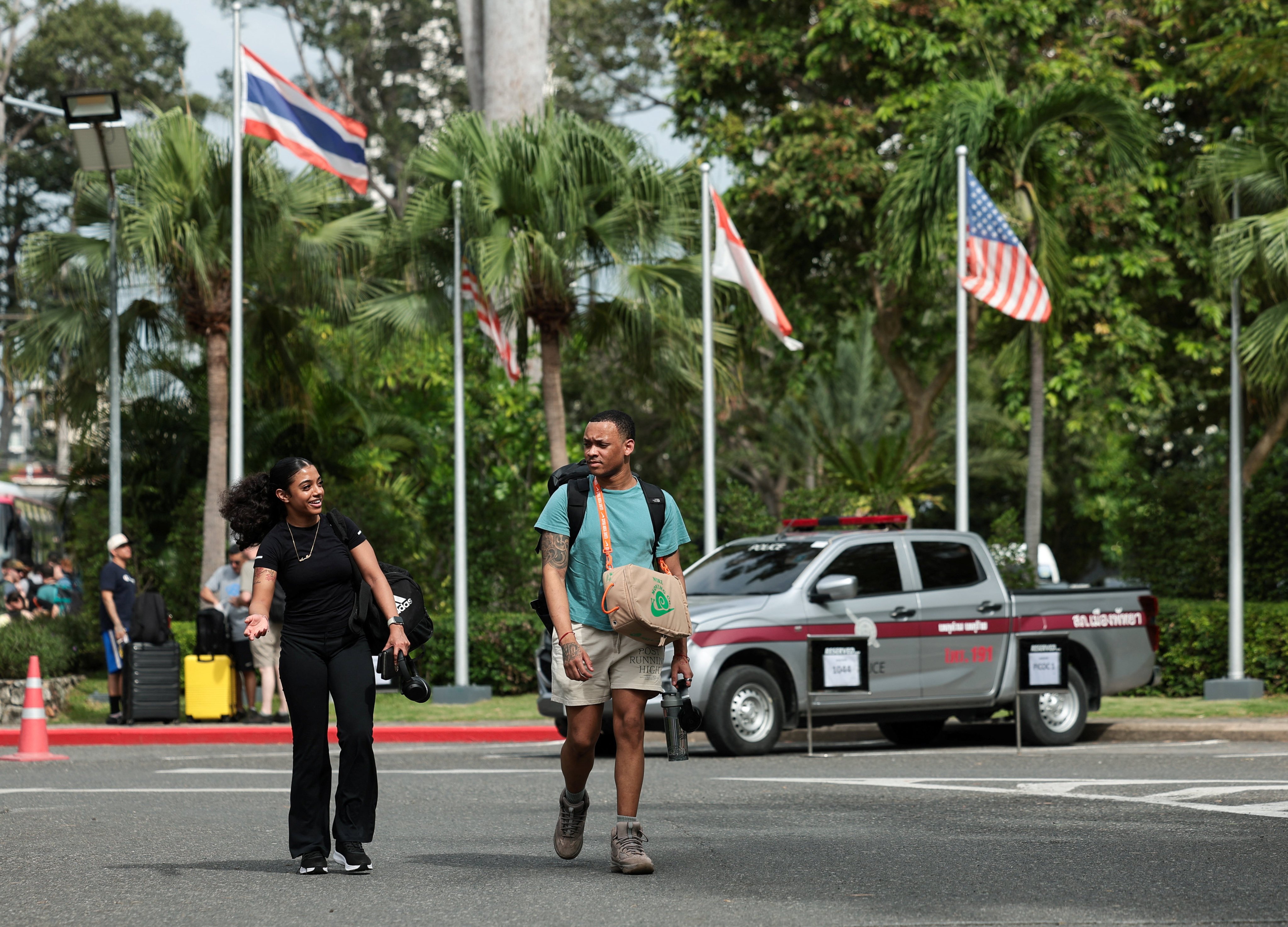 Members of the US military arrive at Hard Rock Hotel Pattaya on Wednesday. Photo: Reuters