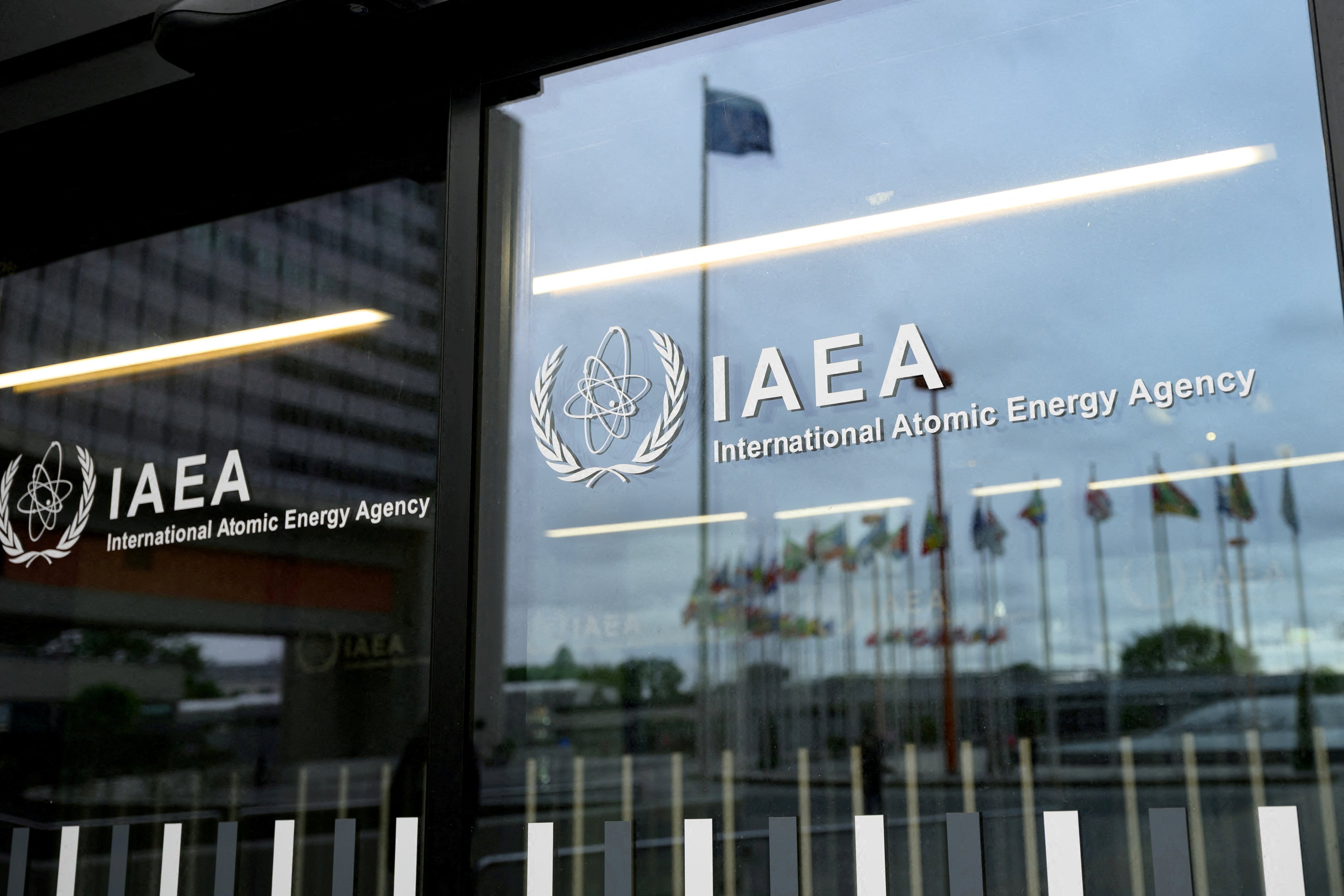 The IAEA logo is displayed in front of the agency’s headquarters in Vienna, Austria, in June. Photo: Reuters