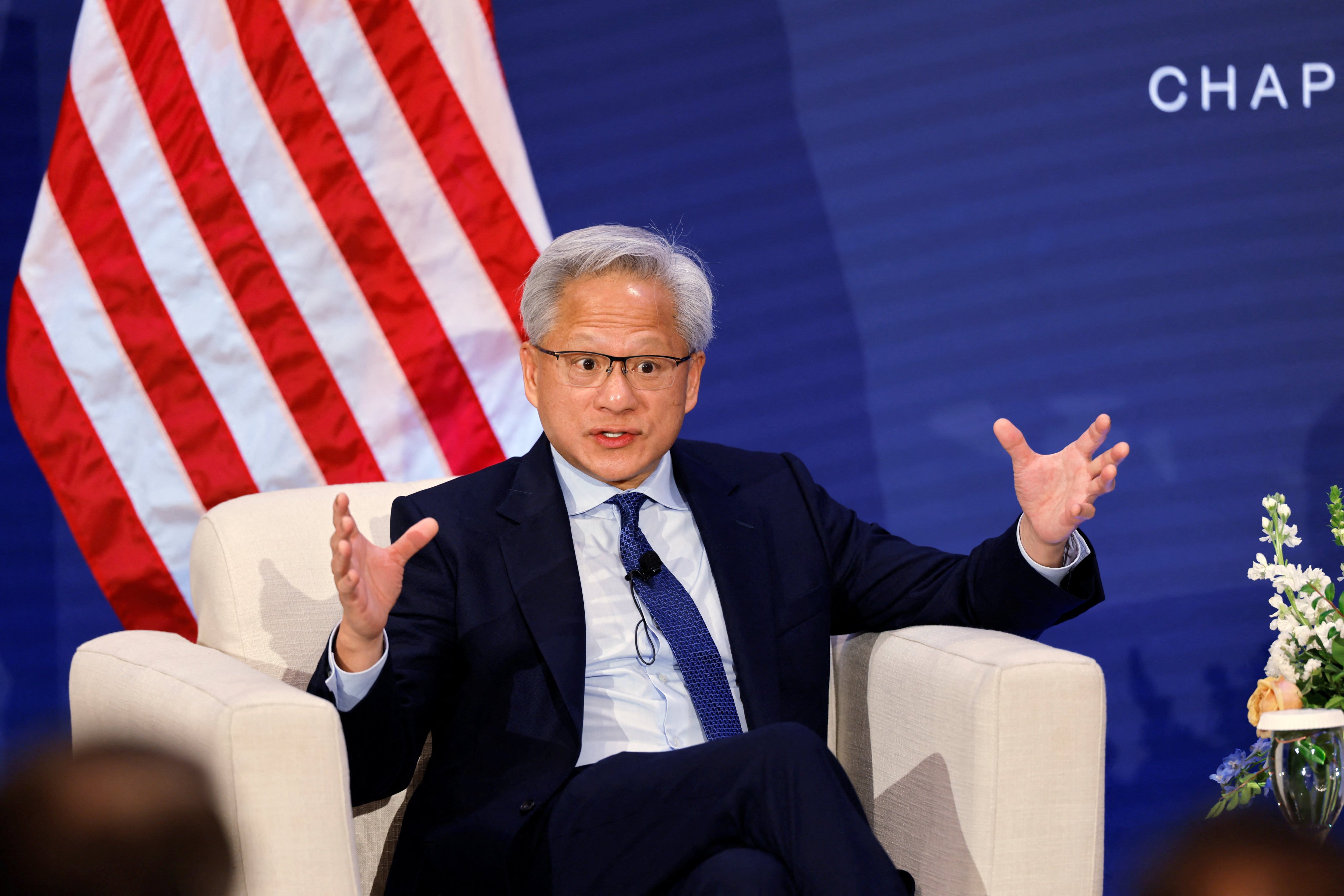 Jensen Huang speaks at the G20 Innovation Ministerial summit. Photo: Reuters