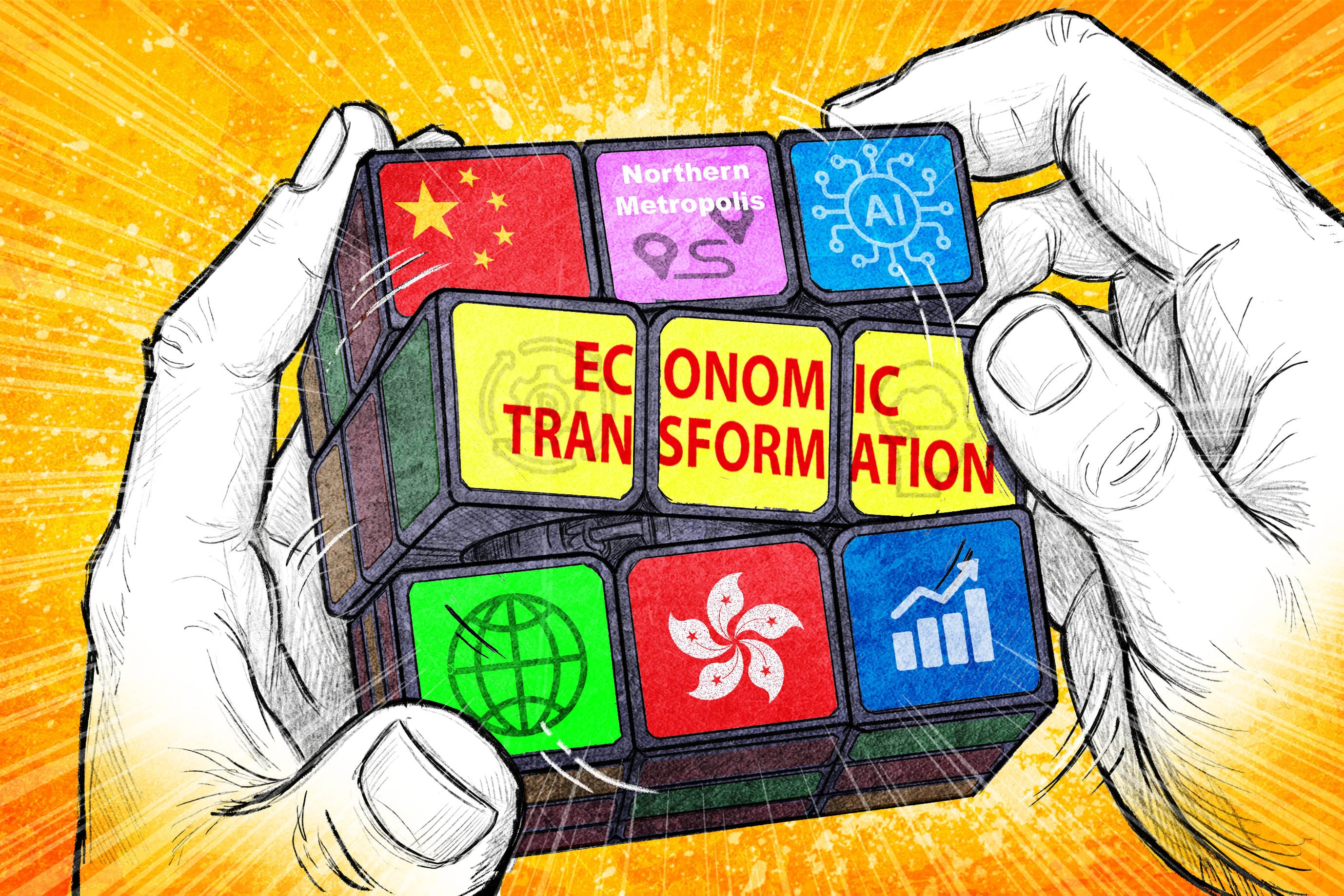 Beneath Hong Kong’s big economic dreams, what’s the reality? Illustration: Henry Wong