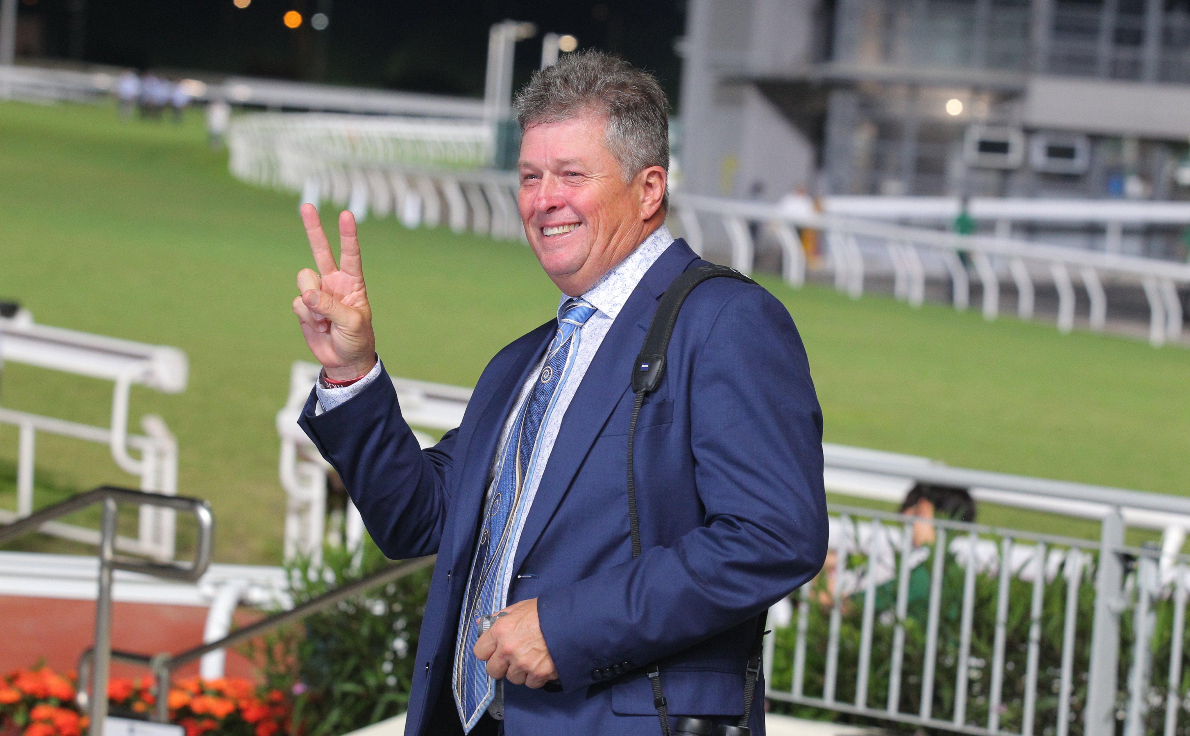 Brett Crawford celebrates a pair of winners at Sha Tin. Photos: Kenneth Chan