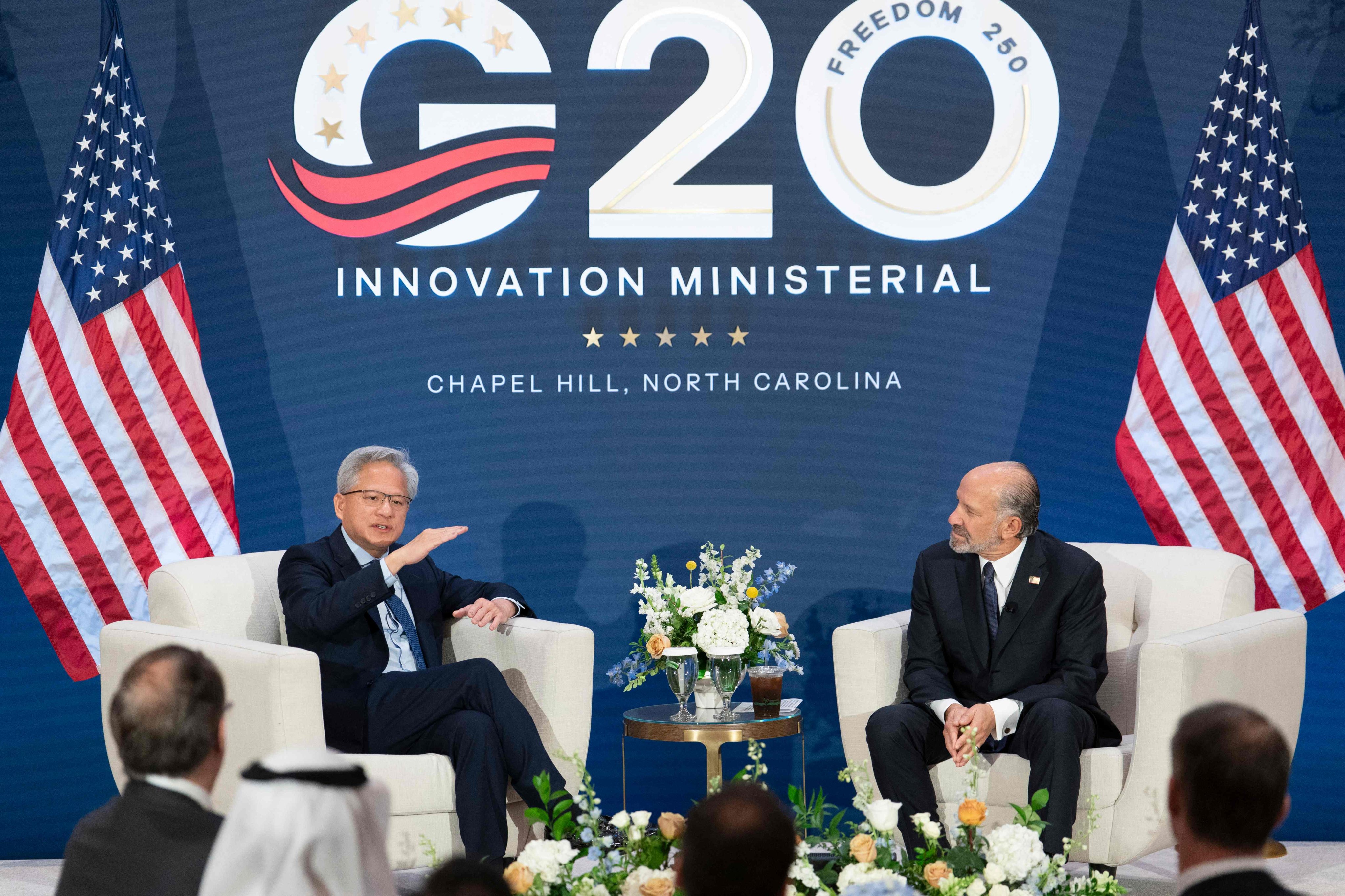 Nvidia CEO Jensen Huang (left) and US Commerce Secretary Howard Lutnick. Photo: Getty Images via AFP