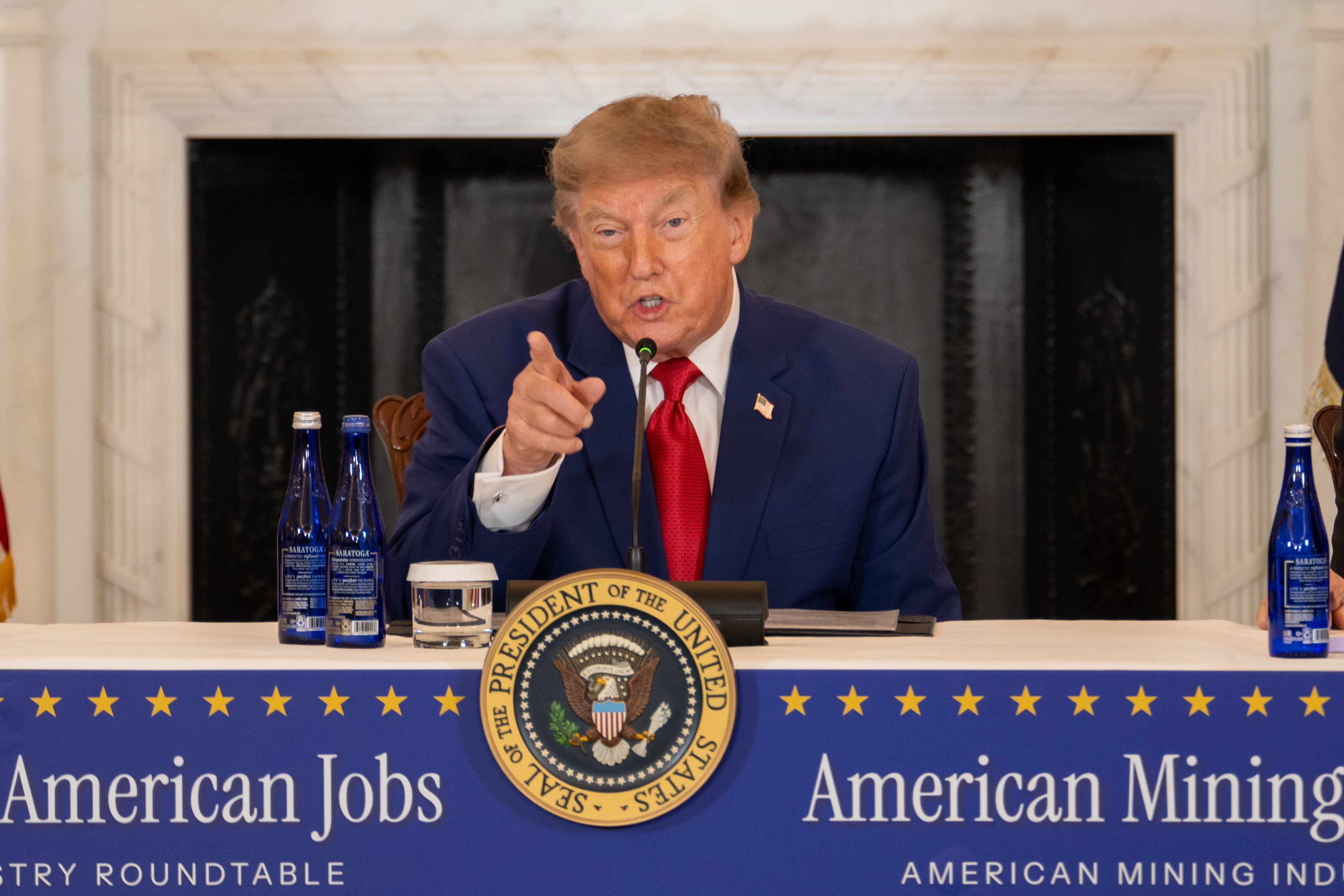 US President Donald Trump speaks during an American Mining Industry Roundtable at the State Department in Washington on August 7. Photo: EPA