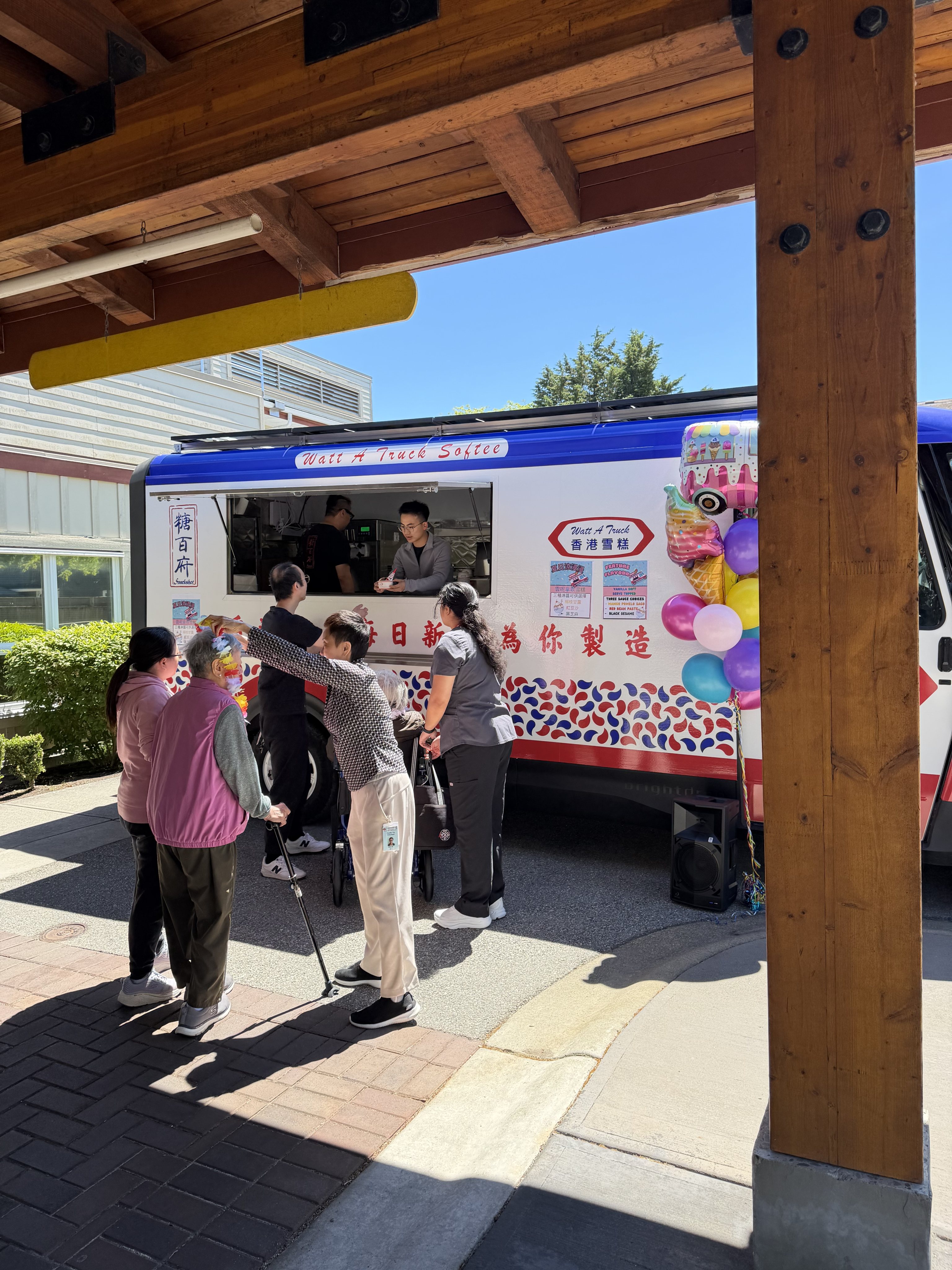 Watt A Truck serving desserts at a care home for the elderly in Vancouver. Watt A Truck brings Hong Kong-inspired soft-serve ice cream to Vancouver. Photo: Watt A Truck