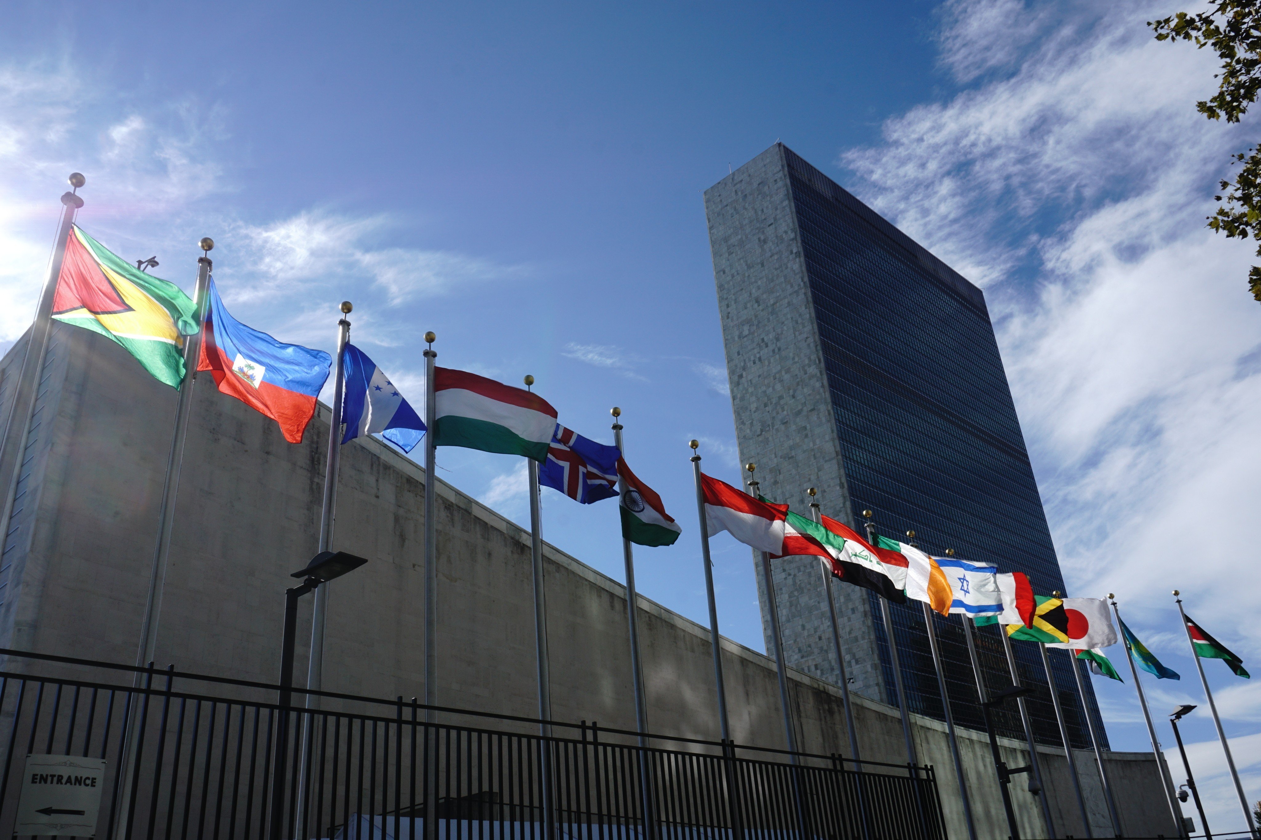 National flags fly outside the United Nations’ Headquarters in New York. Photo: Shutterstock