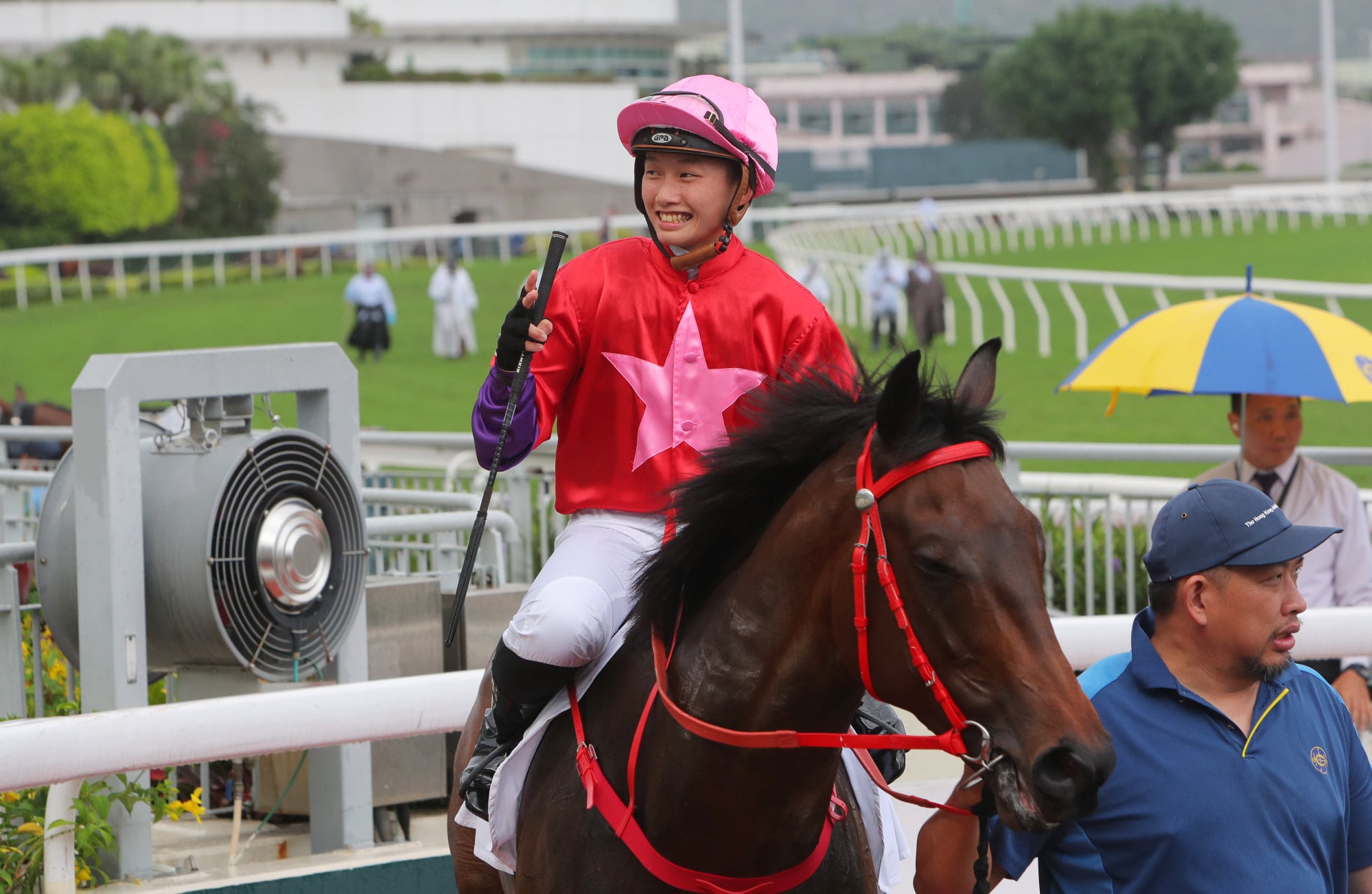 Nichola Yuen is all smiles after booting home Run Run Smart at Sha Tin in May. Nichola Yuen is all smiles after booting home Run Run Smart at Sha Tin in May.