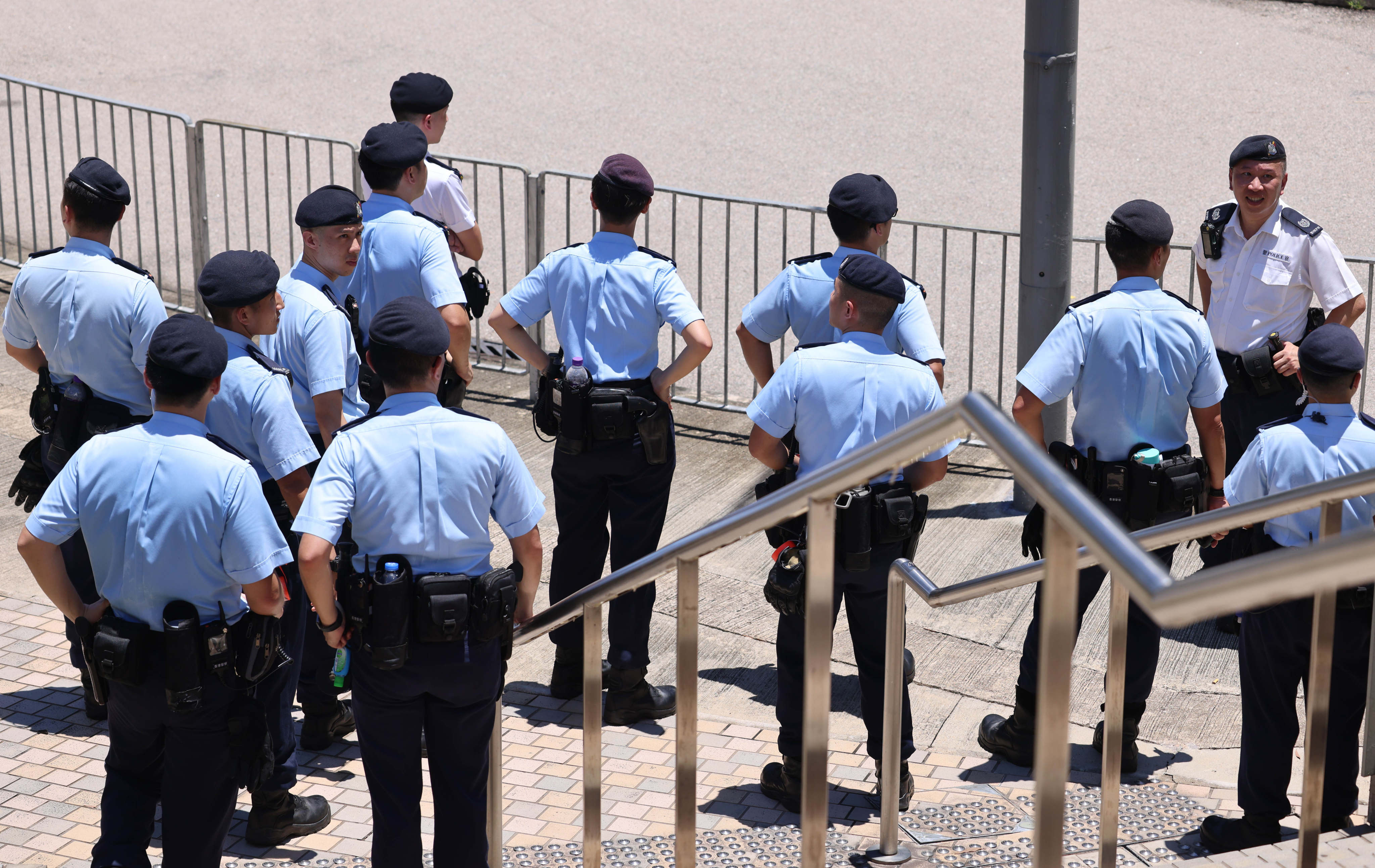 Police officers cordone off Tong Ming Street Park. Photo: Jelly Tse