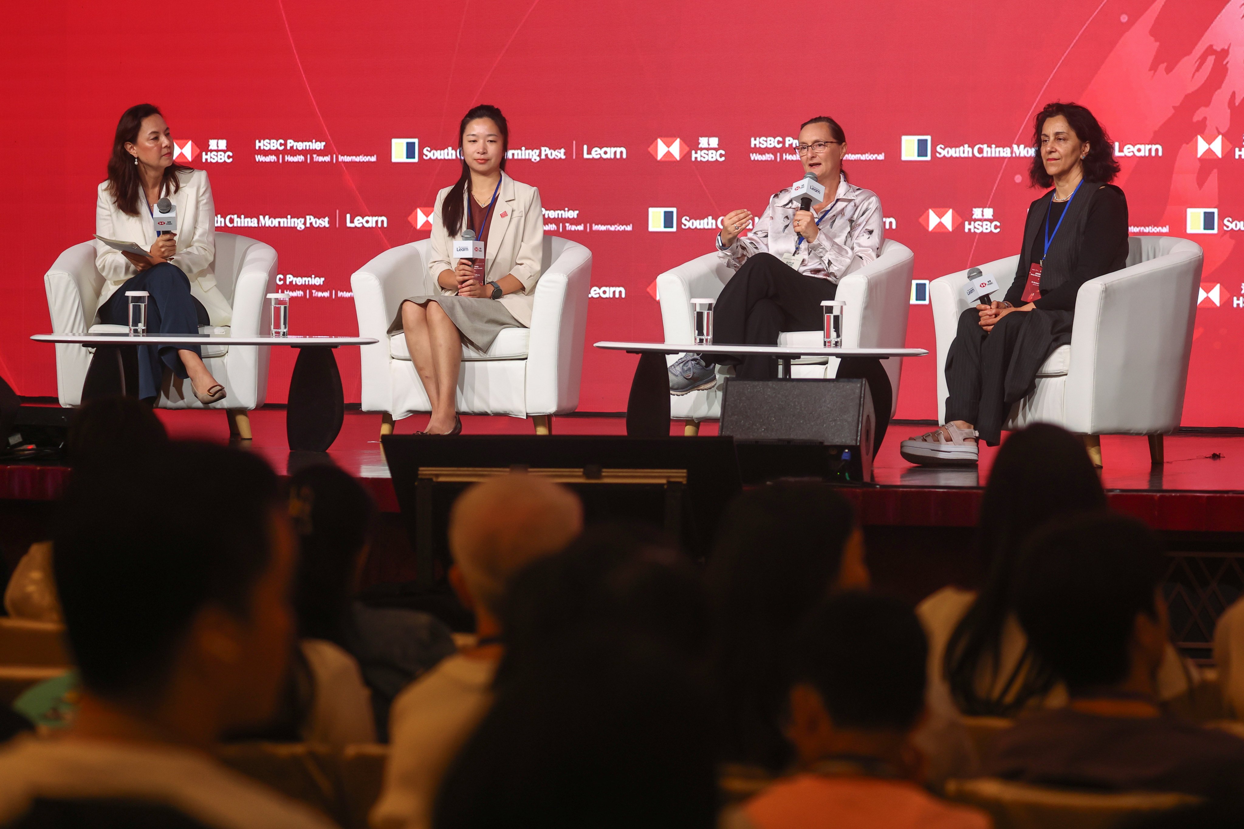 (From left) Moderator Joanna Hotung, Mandy Zhang, Sarah Hales and Samina Khan. Photo: Edmond So