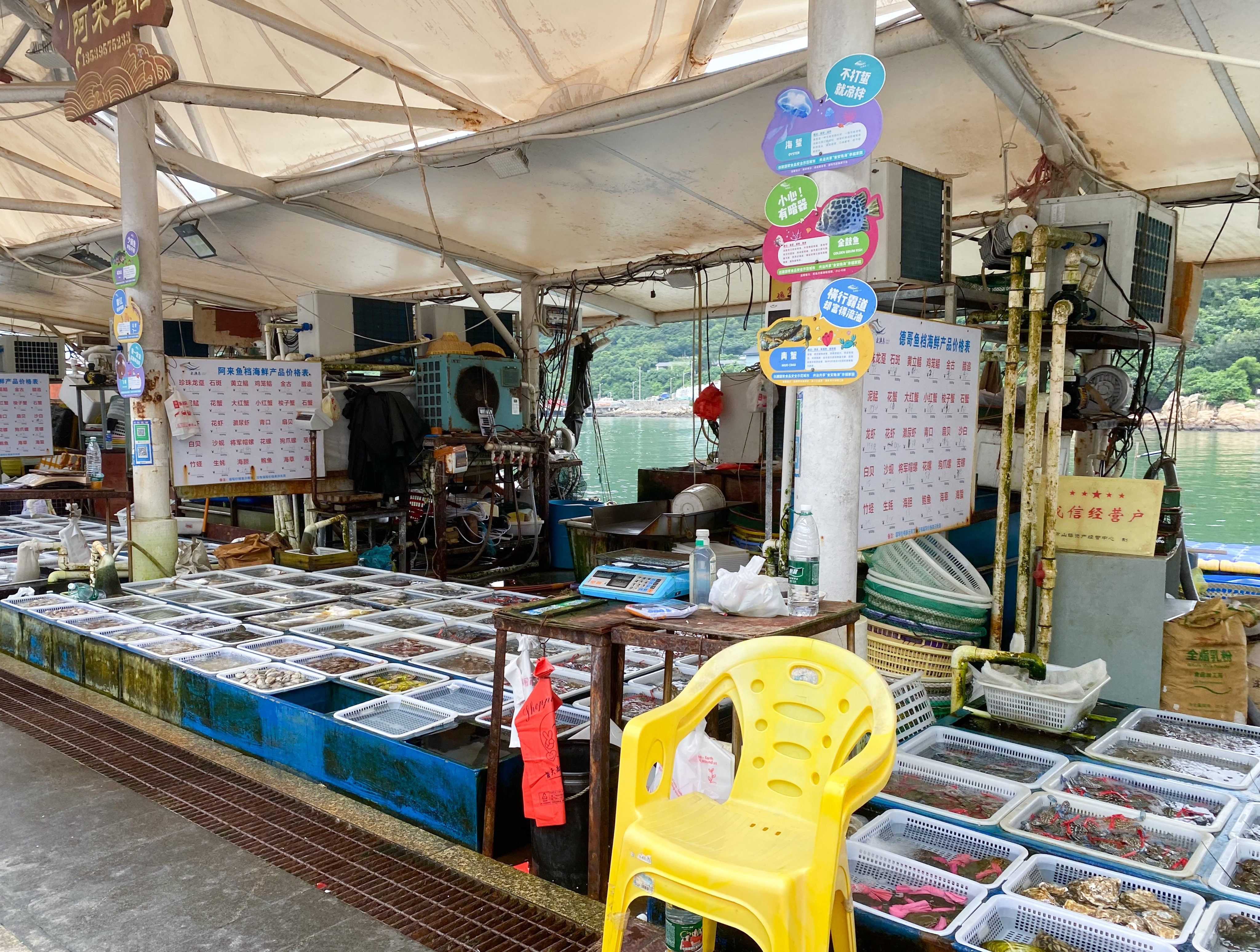 Seafood shops at Dongao Island’s pier. Photo: Lam Ka-sing