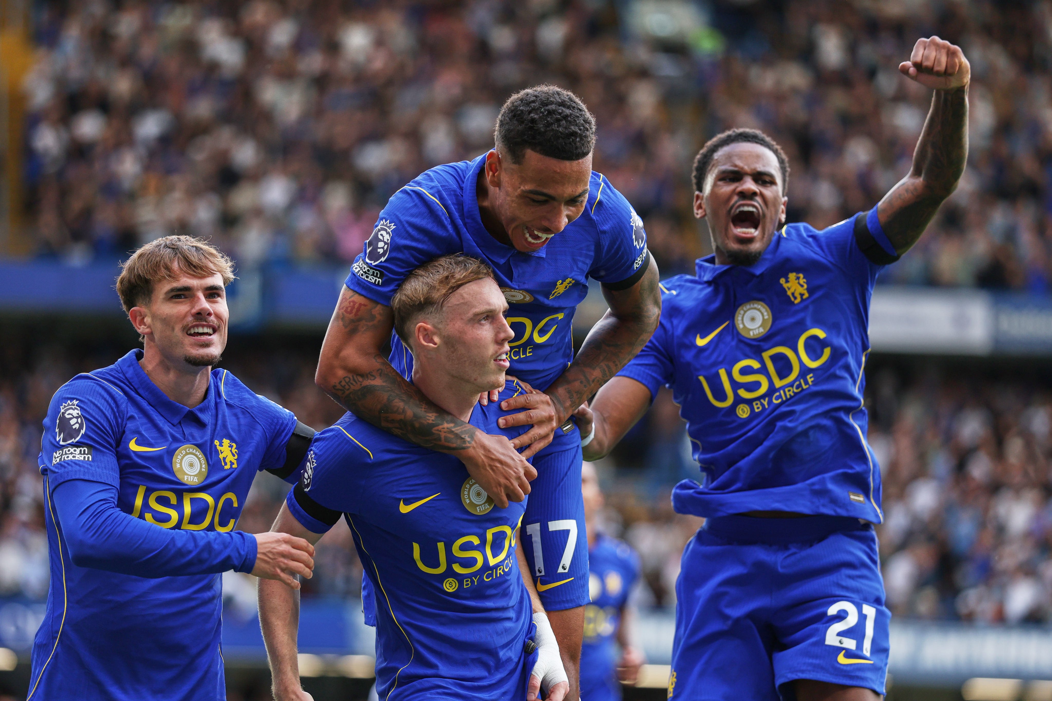 Chelsea signed a deal to feature the USDC stablecoin brand on its jerseys in late August. Photo: AP