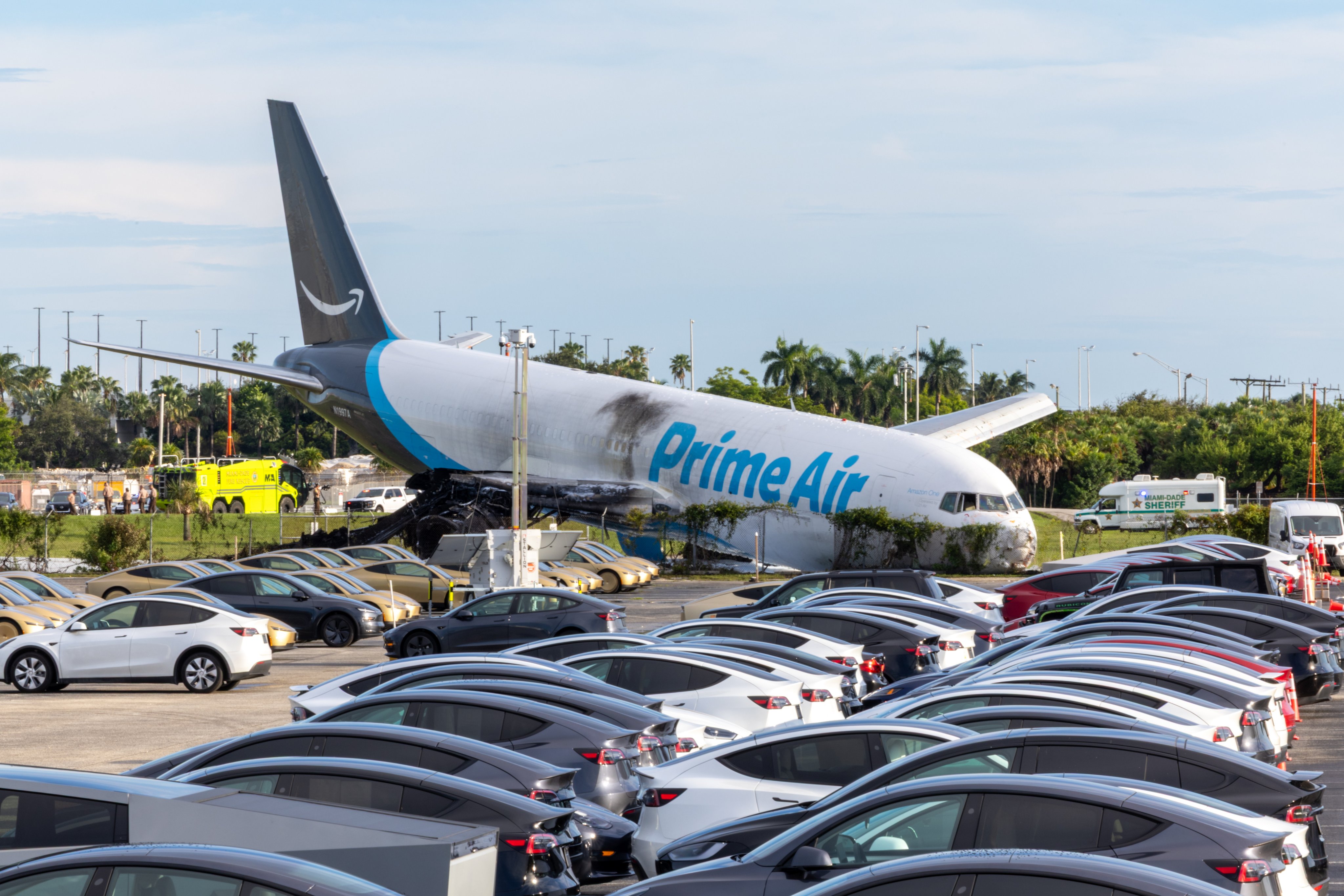 The jet with its nose on the ground and tail tilted up. Photo: EPA