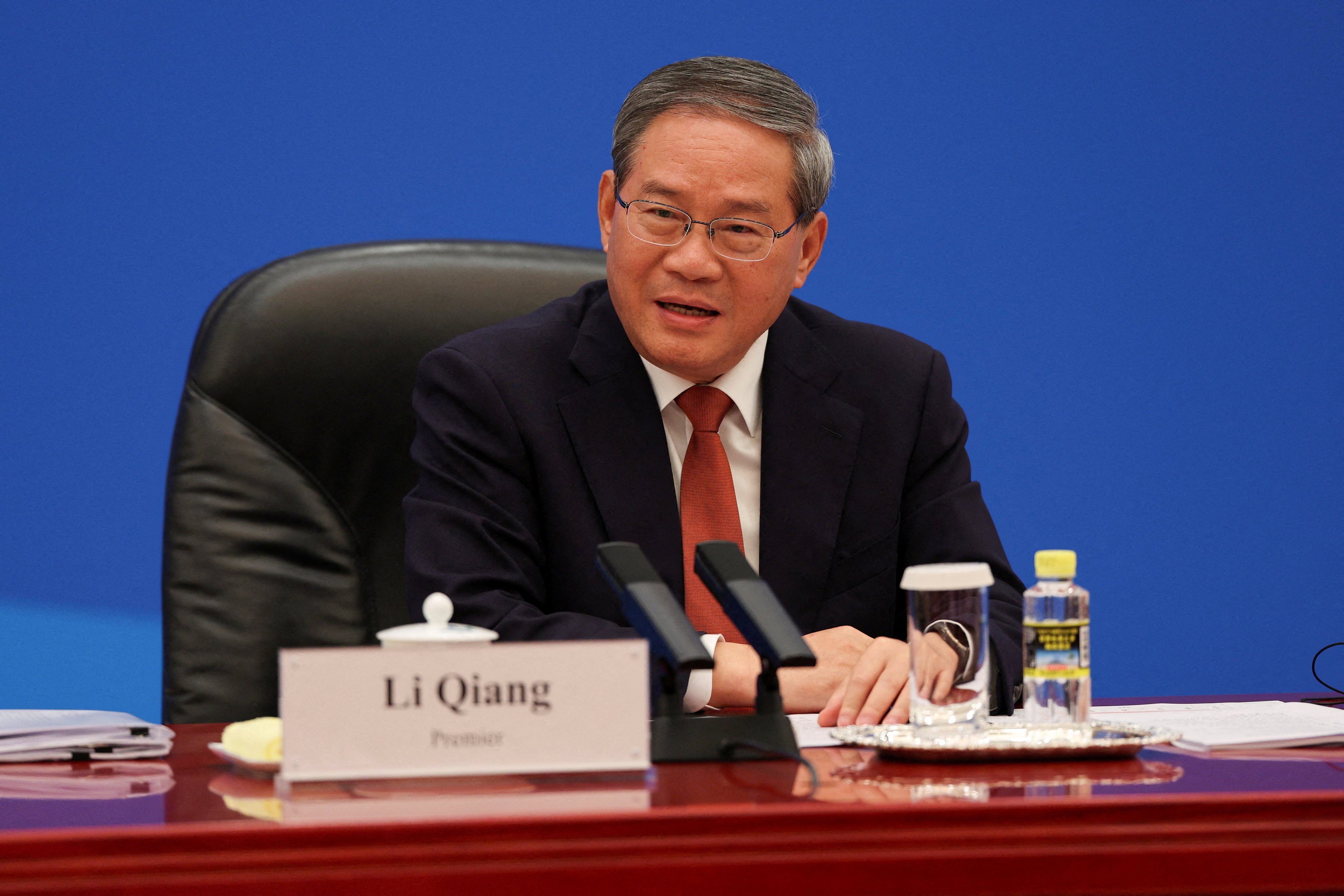 Chinese Premier Li Qiang met Qatari Prime Minister and Foreign Minister Sheikh Mohammed bin Abdulrahman Al Thani in Beijing on Monday. Photo: Reuters