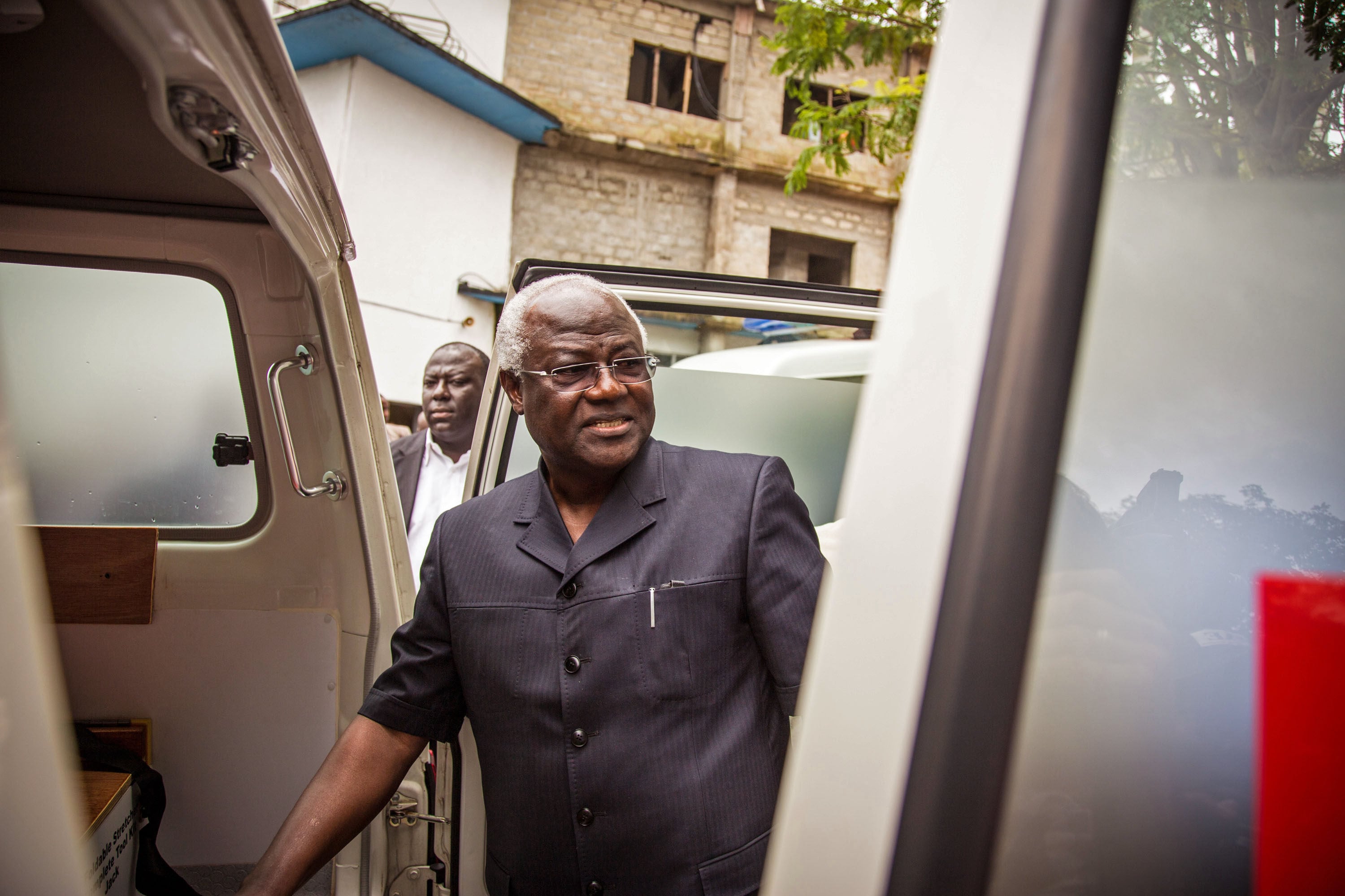 Ernest Bai Koroma in Freetown, Sierra Leone in September 2014. The former president returned to Sierra Leone on Sunday after treason charges against him. Photo: AP