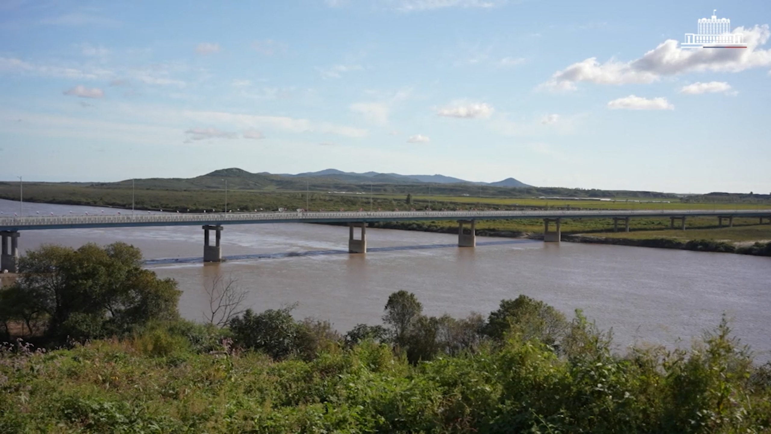 The first road bridge between Russia and North Korea across the Tumen river on the border with North Korea in the Primorsky region, Russia, on Monday. Photo: Russian Government/Handout via Reuters