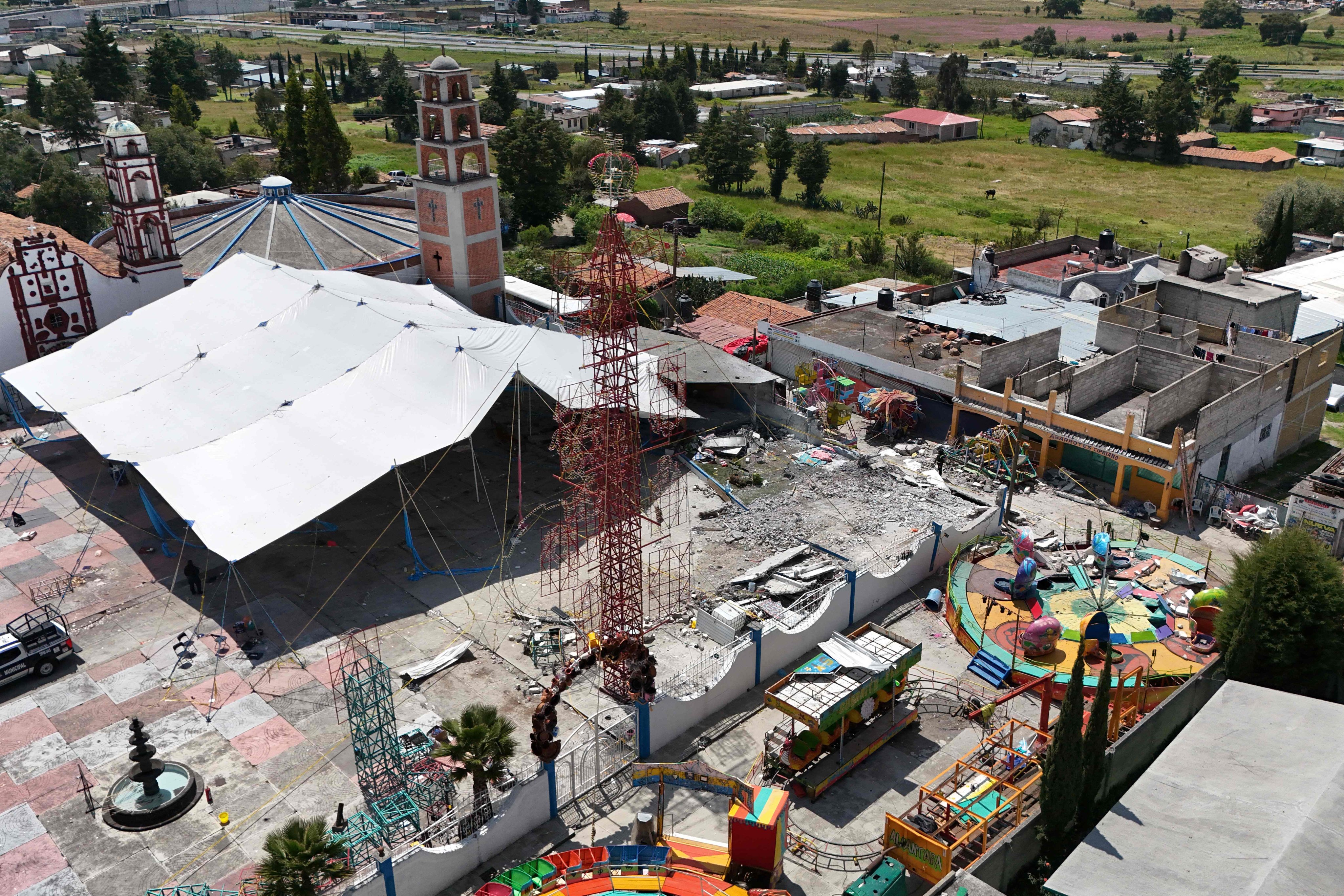 An aerial view of the scene after the blast. Photo: AFP