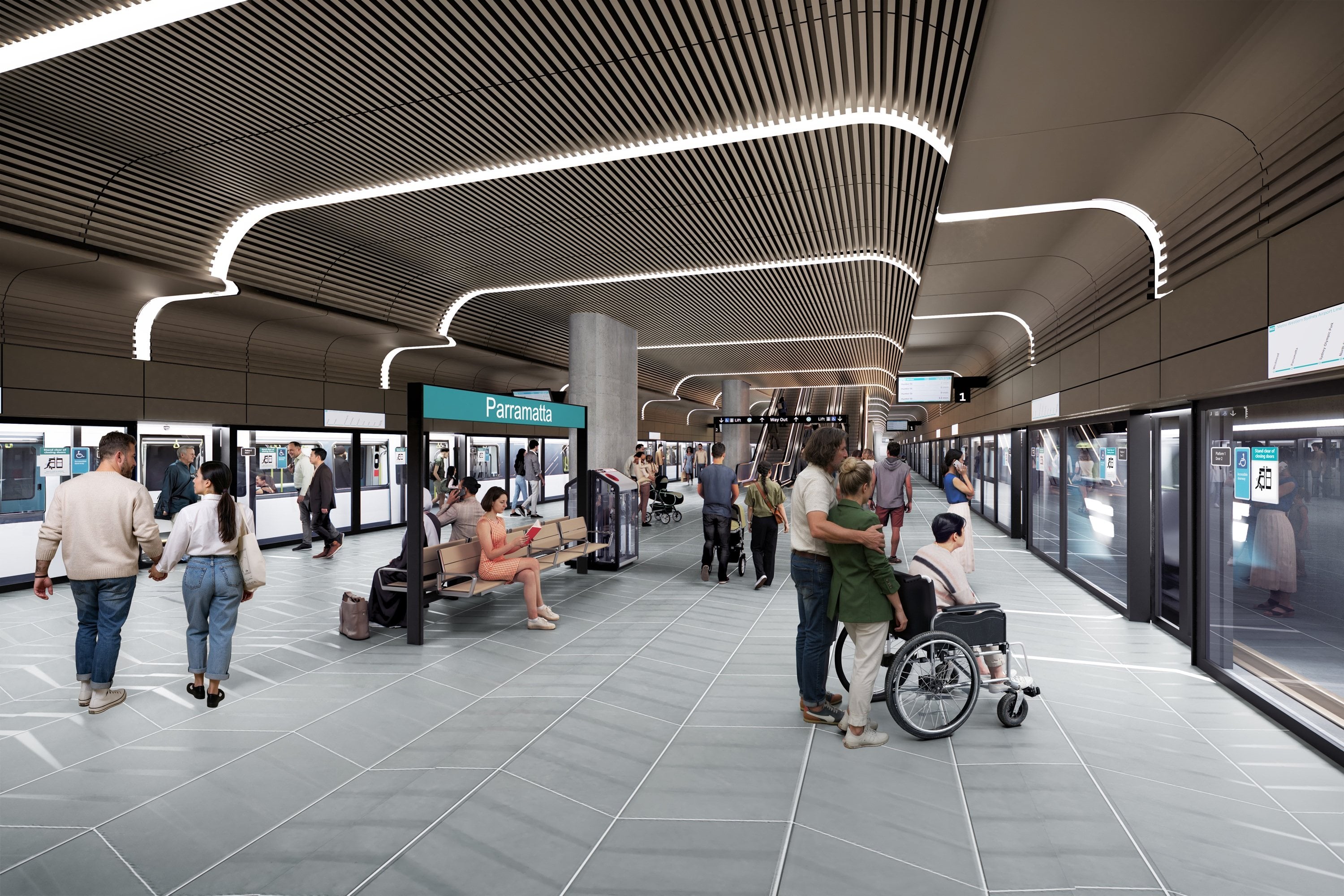 An artist's impression of the new station in Parramatta, part of the Sydney Metro West project that also includes retail and residential properties. Photo: Handout