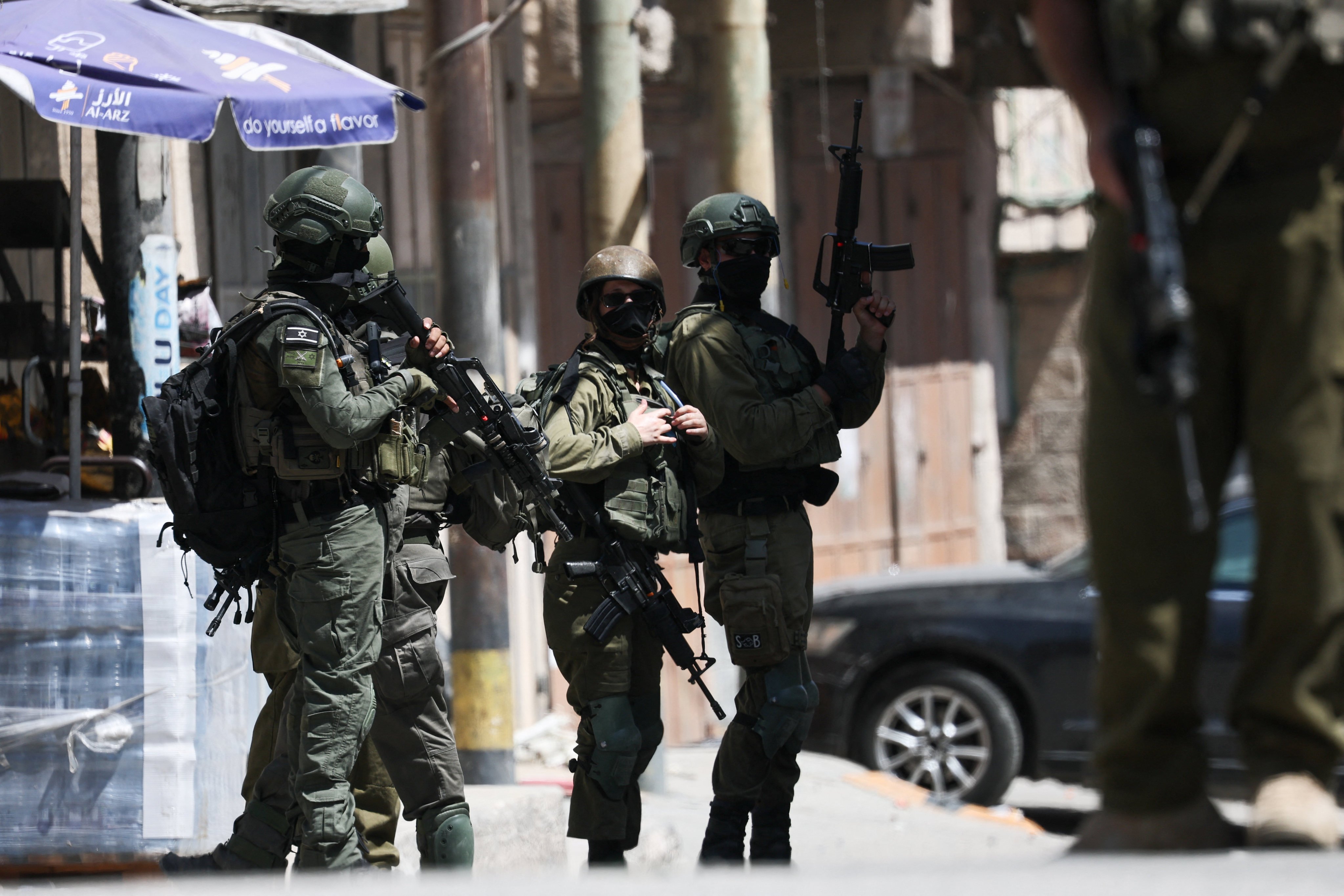 Israeli forces conduct a raid in Anata, in the Israeli-occupied West Bank on Tuesday. Photo: Reuters
