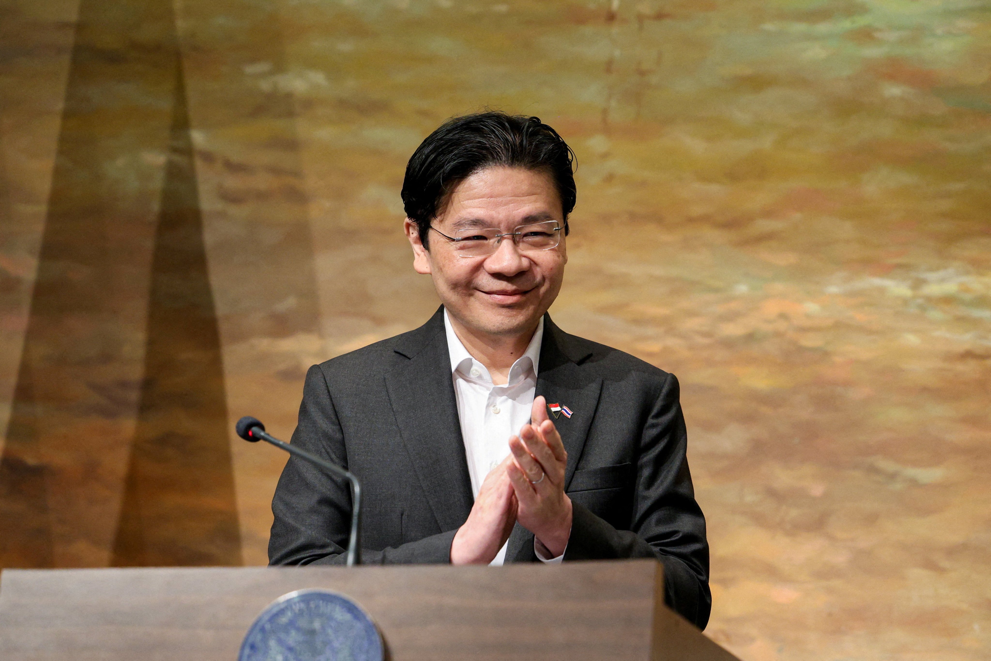 Singapore’s Prime Minister Lawrence Wong attends a press conference in Bangkok last week. Photo: Reuters