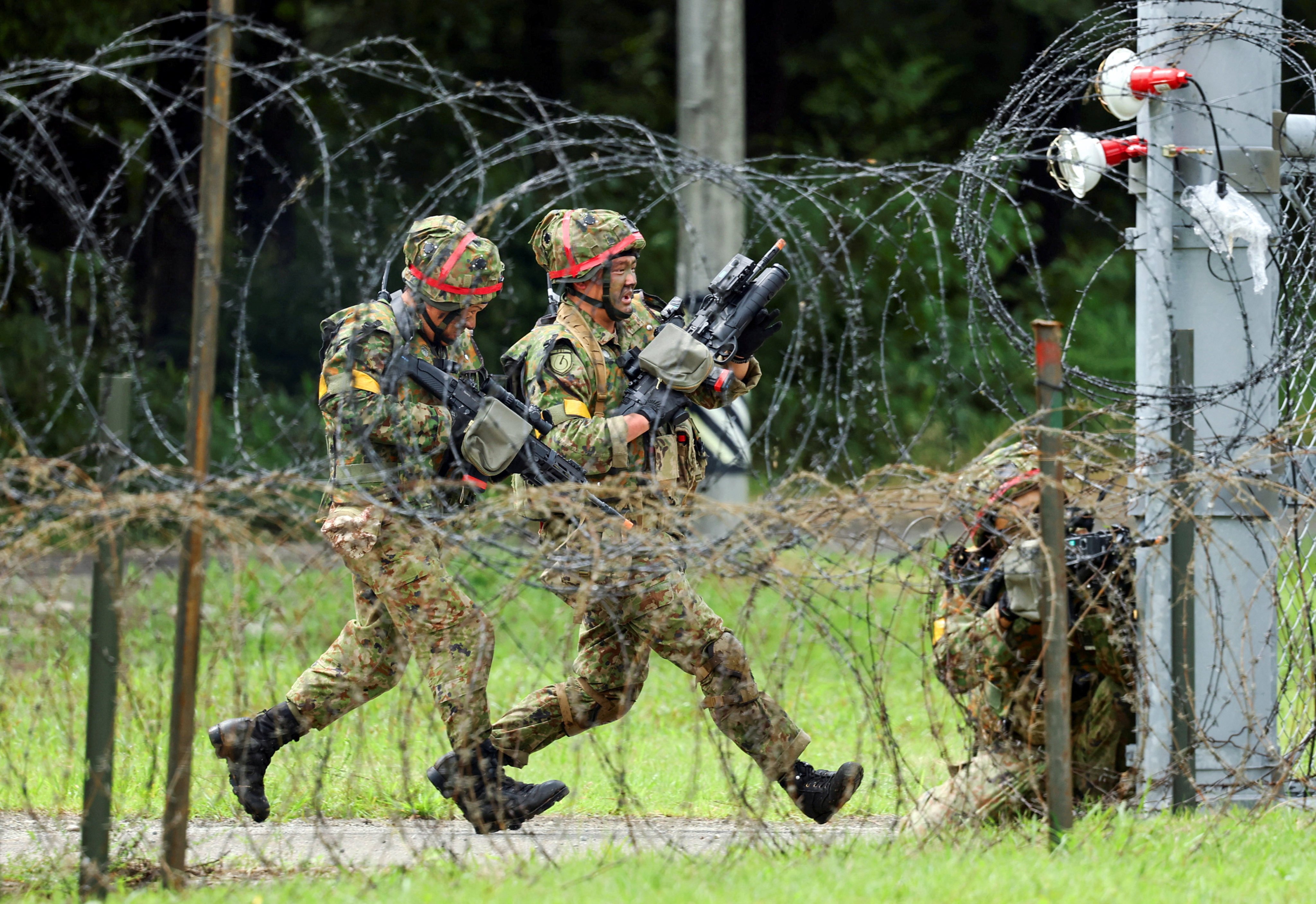 Japanese soldiers take part in joint drills with France in Miyagi prefecture, northern Japan, last week. Photo: Reuters