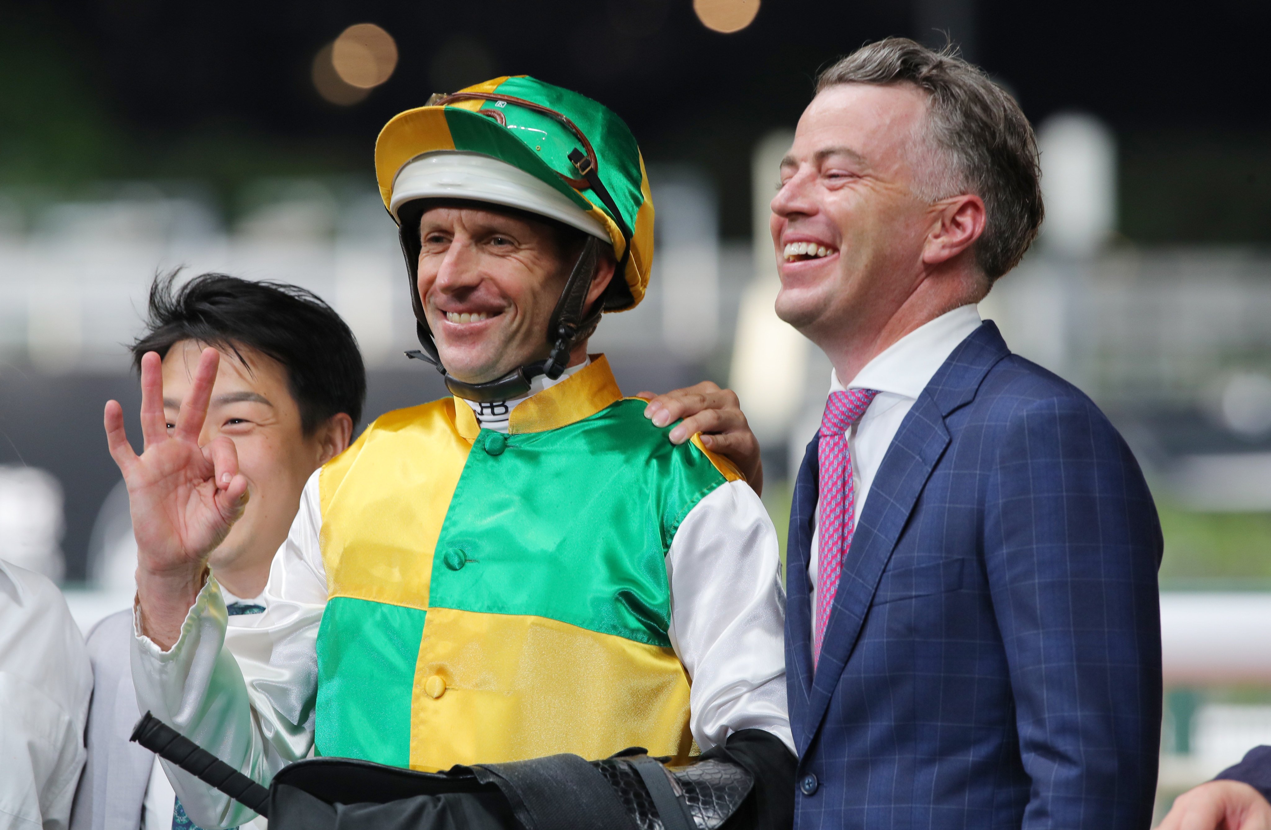 Jamie Richards celebrates a win at Happy Valley. Photos: Kenneth Chan